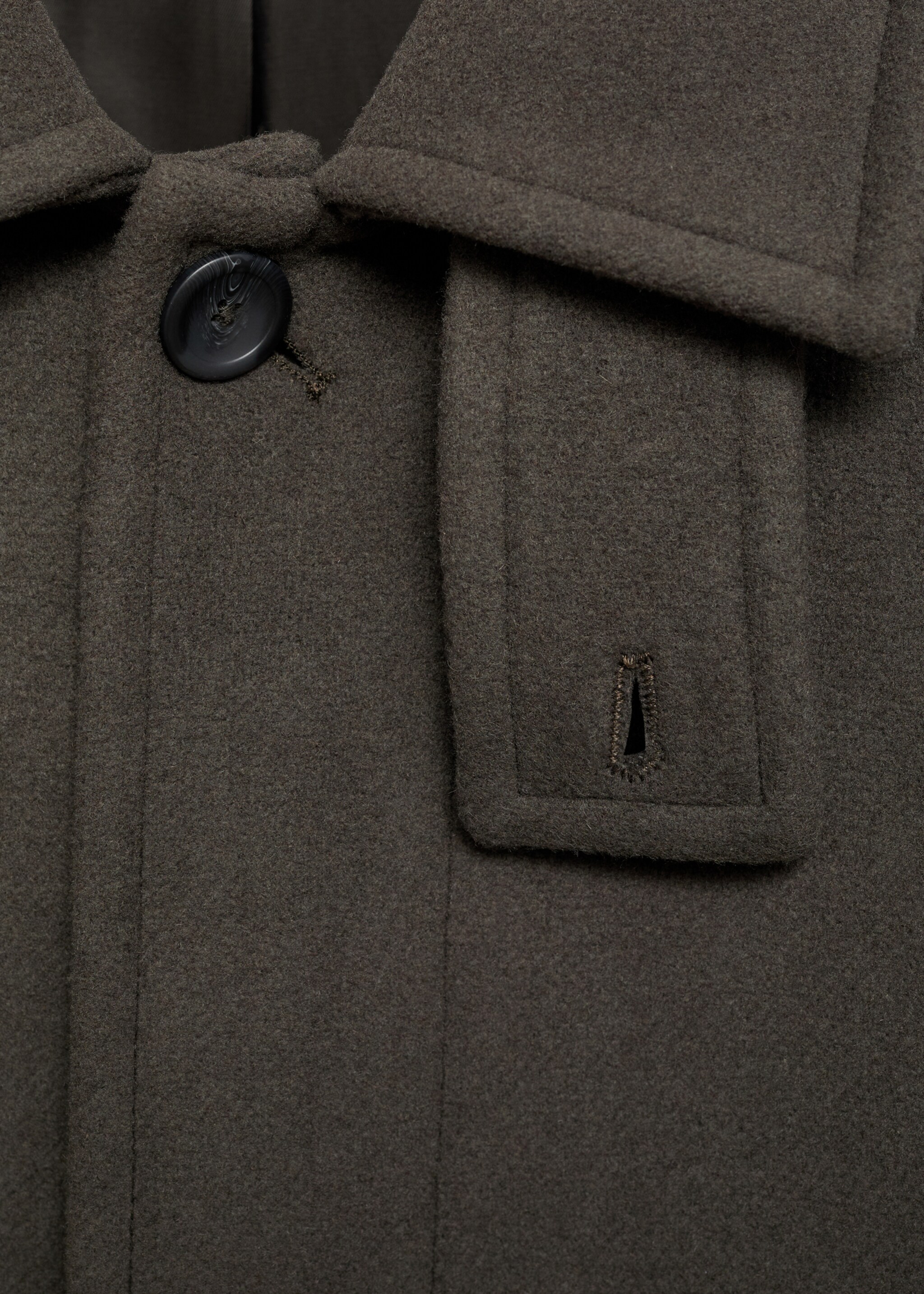 Long recycled wool coat - Details of the article 8, Khaki. Ref: 87020576-00.