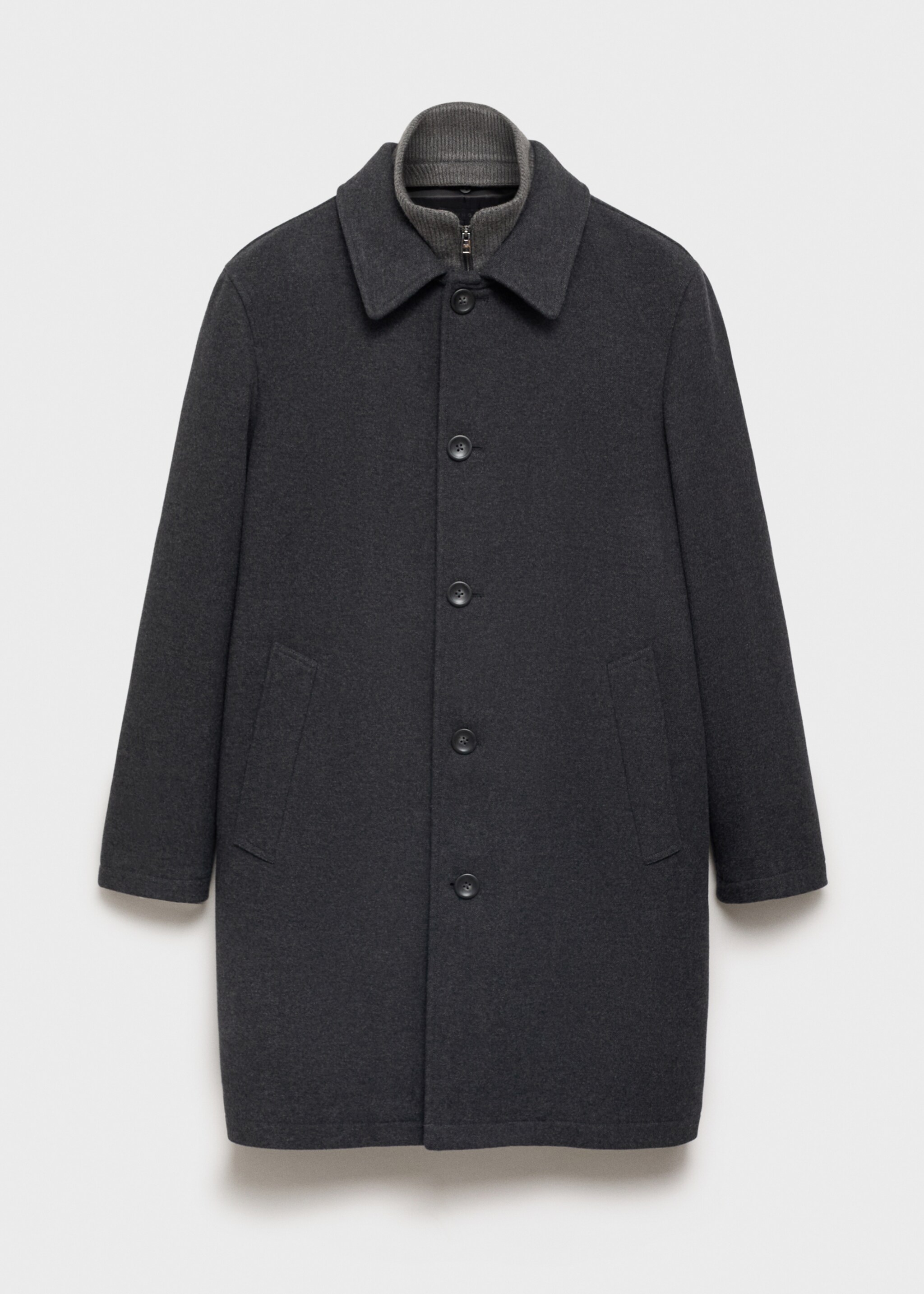 Wool coat with detachable collar - Article without model, Charcoal. Ref: 87020578-00.