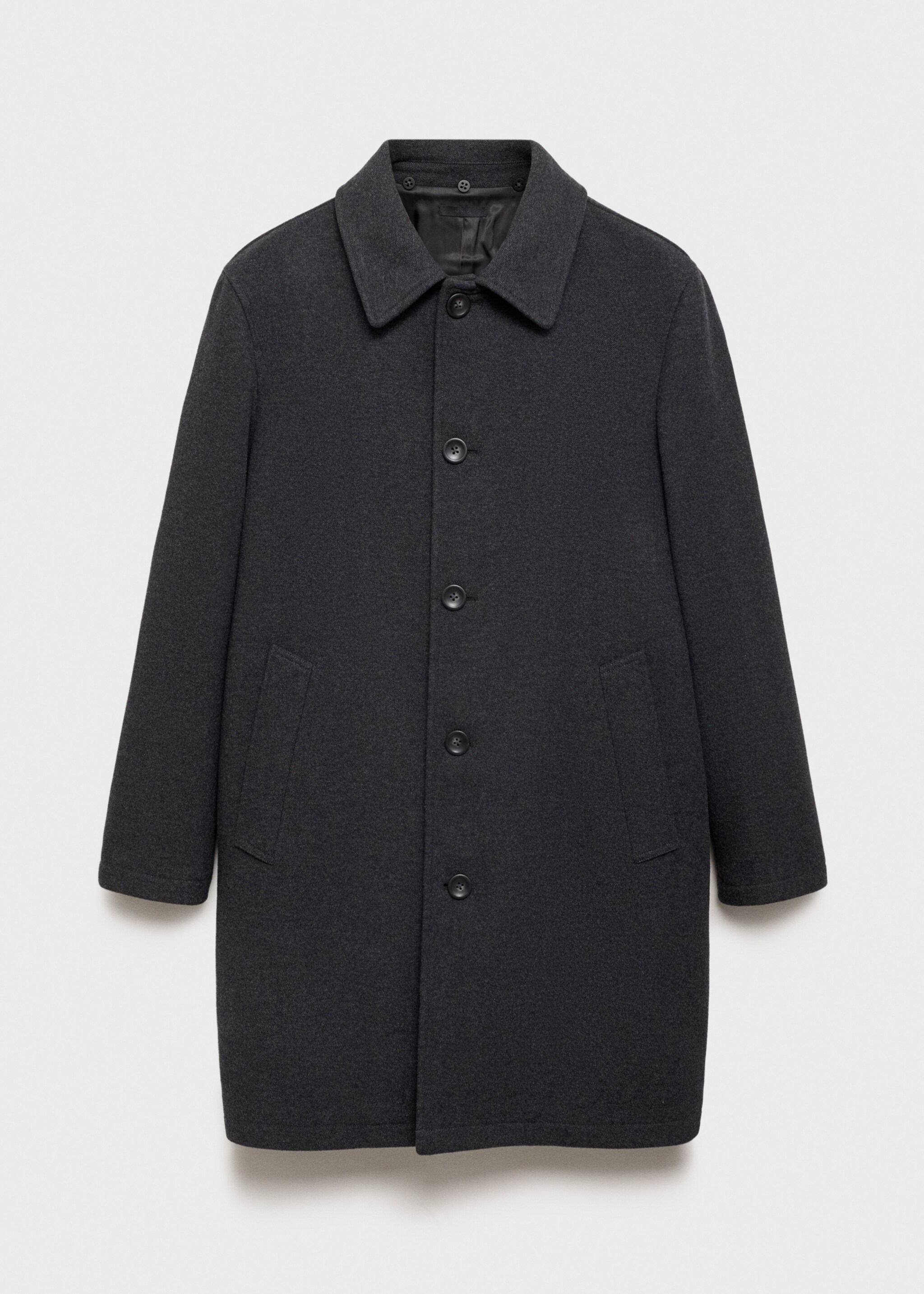 Wool coat with detachable collar - Details of the article 8, Charcoal. Ref: 87020578-00.
