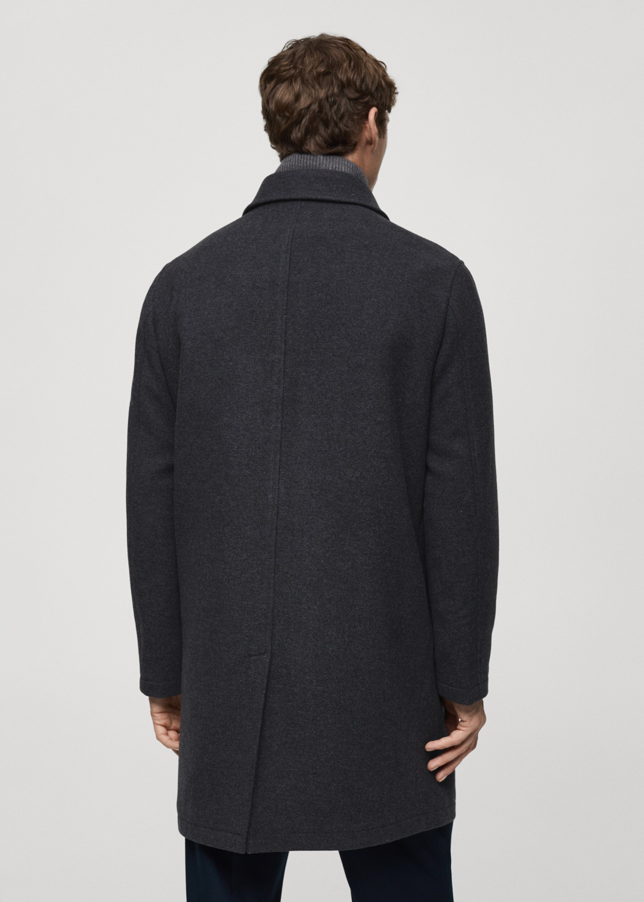 Wool coat with detachable collar - Reverse of the article, Charcoal. Ref: 87020578-00.
