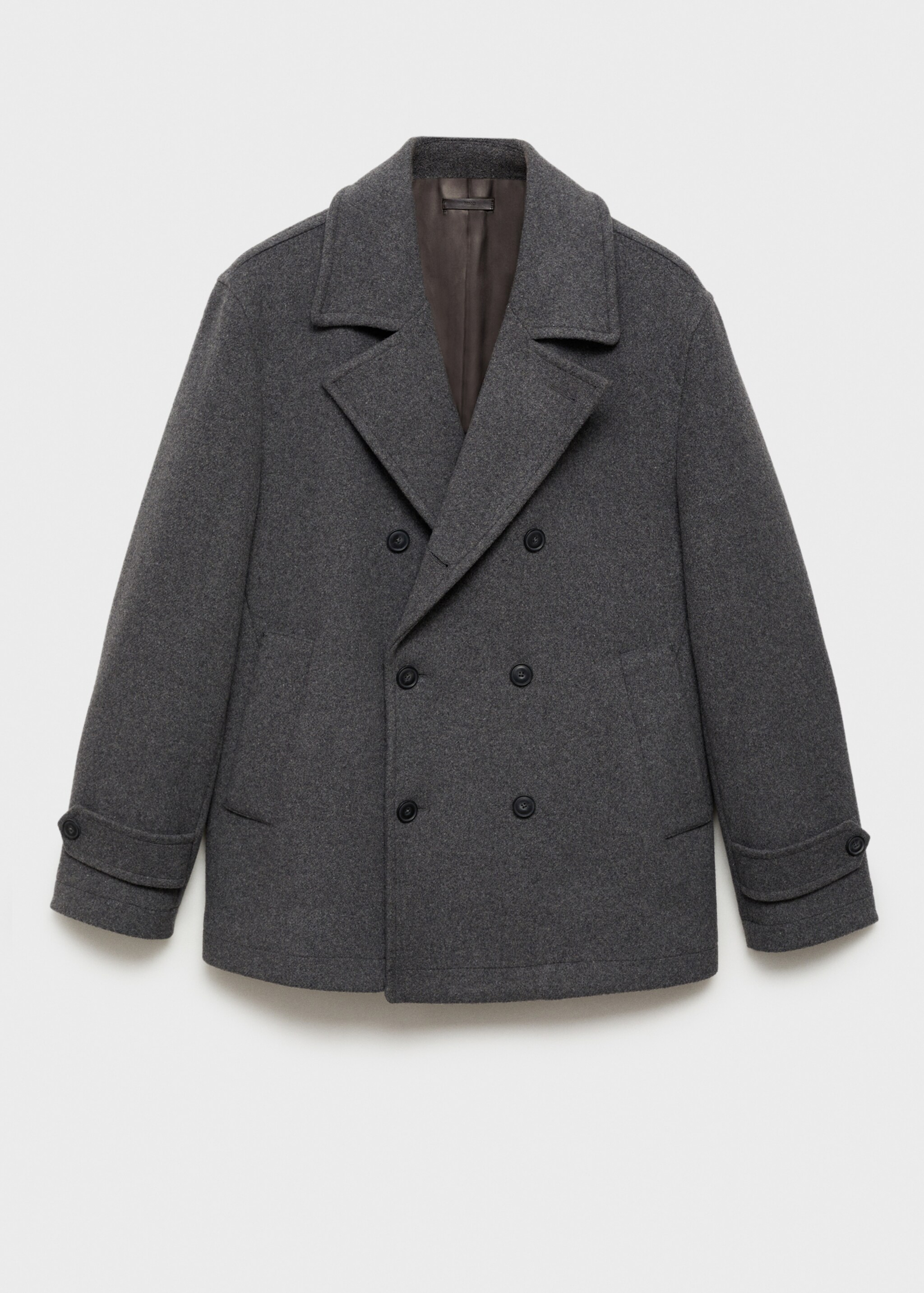 Abrigo lana cruzado - Artículo sin modelo, Gris medio vigoré. Ref: 87020579-00.