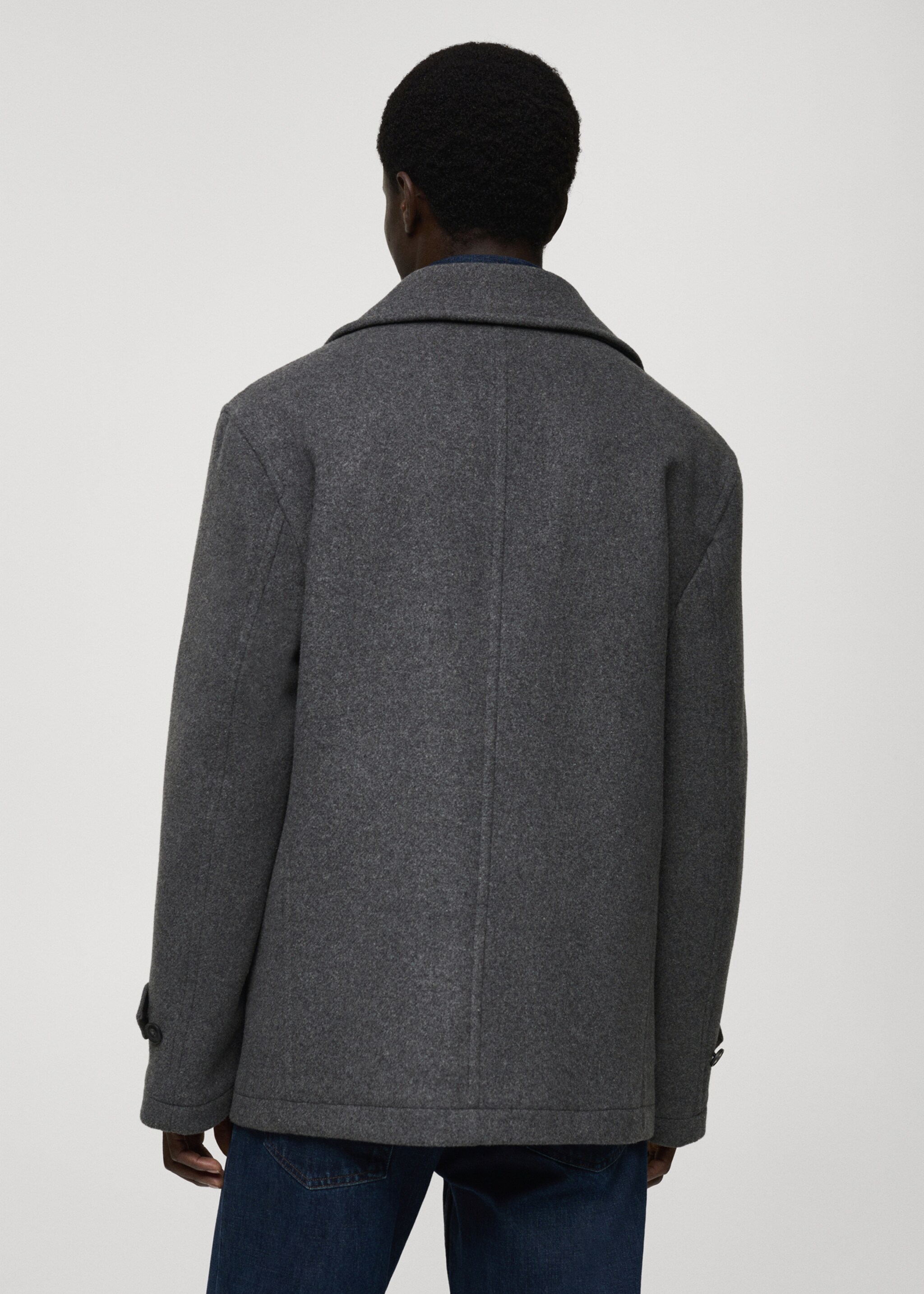 Abrigo lana cruzado - Reverso del artículo, Gris medio vigoré. Ref: 87020579-00.