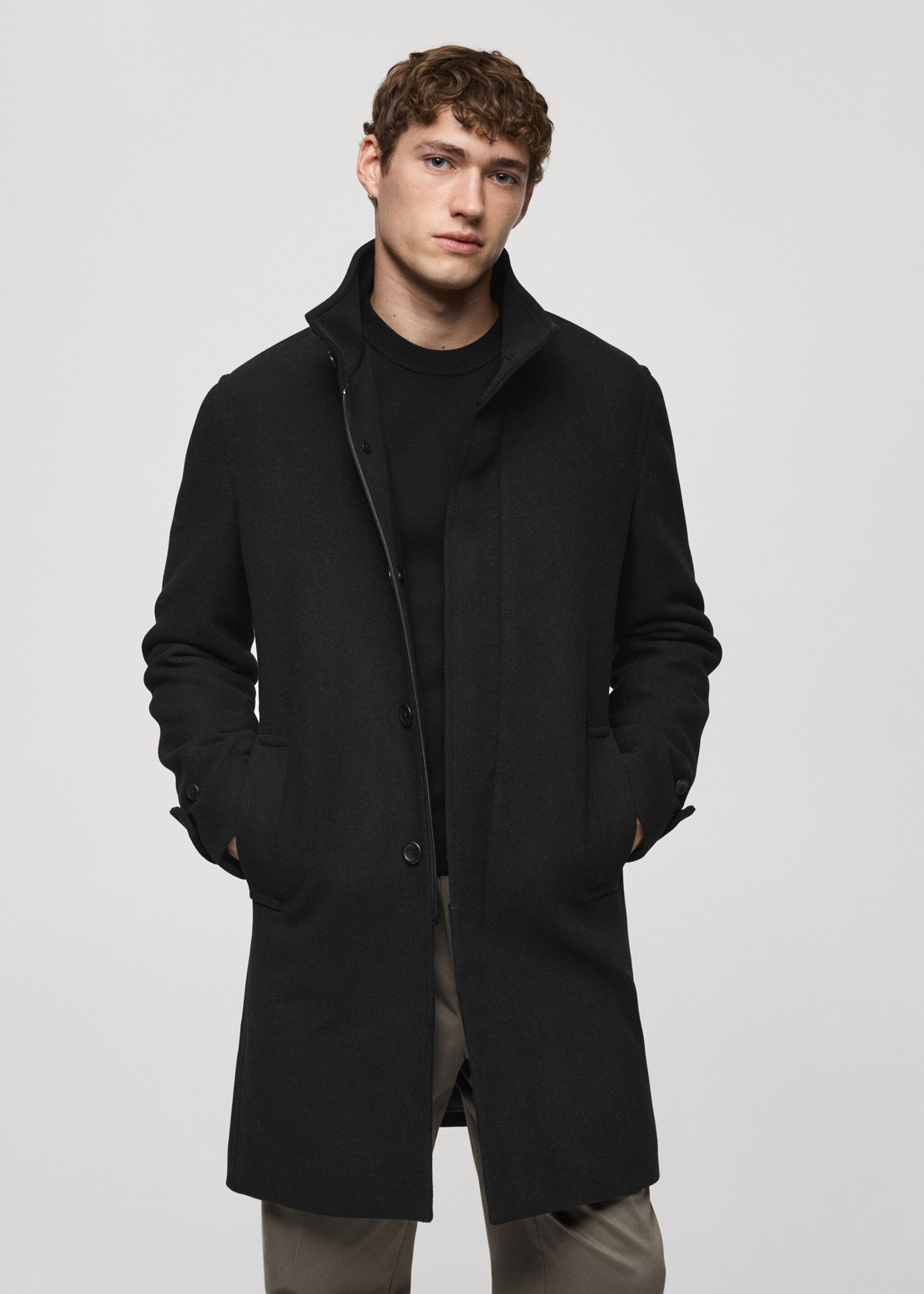 Quilted wool inner coat - Medium plane, Black. Ref: 87020580-00.