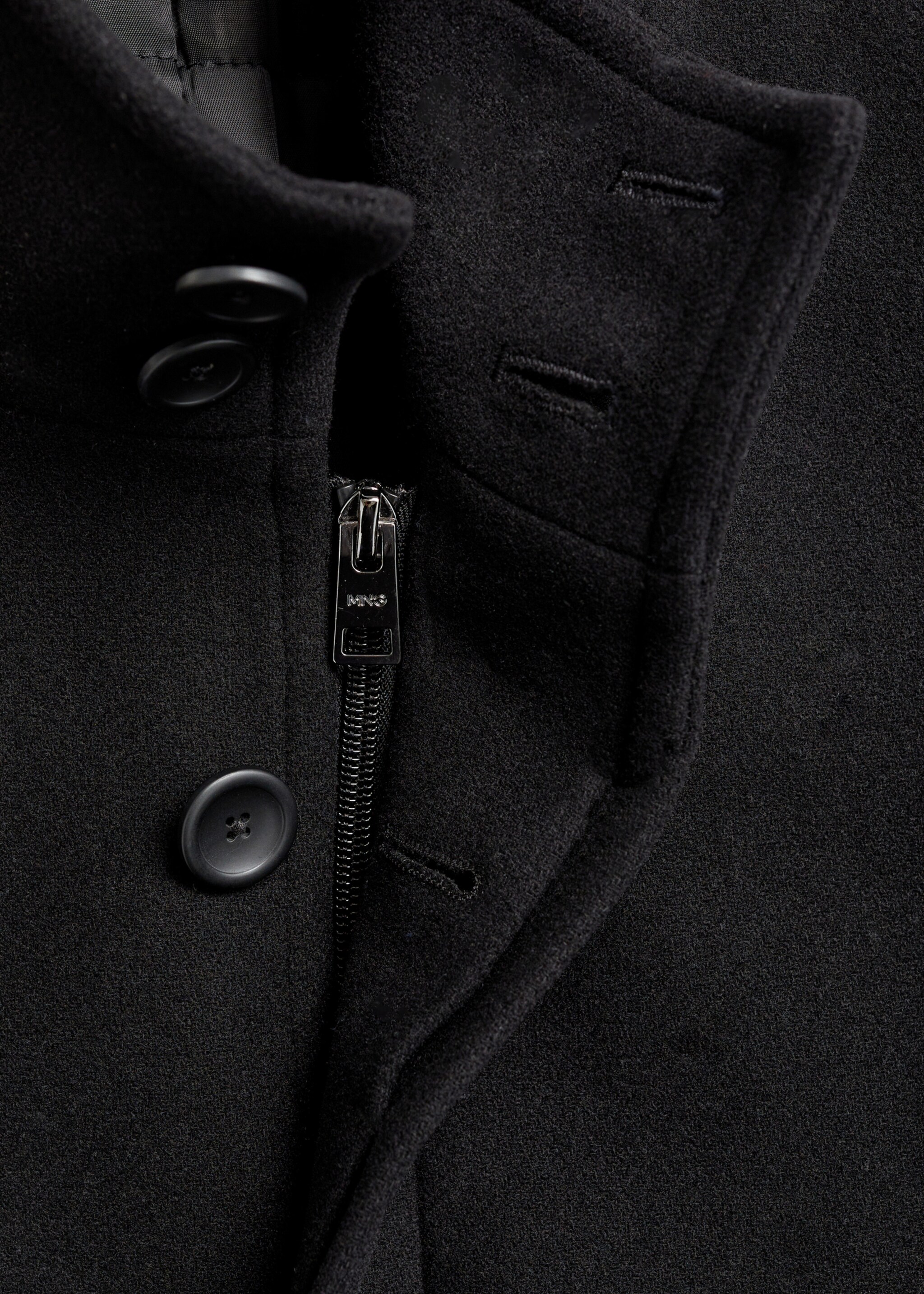 Quilted wool inner coat - Details of the article 8, Black. Ref: 87020580-00.