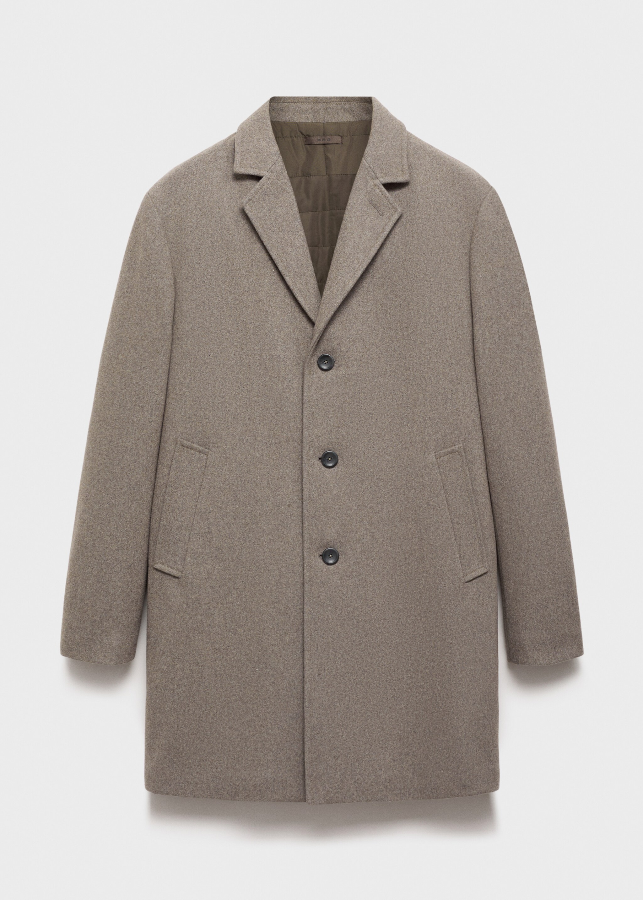 Wollmantel mit gestepptem Innenfutter - Artikel ohne Model, Mittelbraun. Ref: 87020581-00.