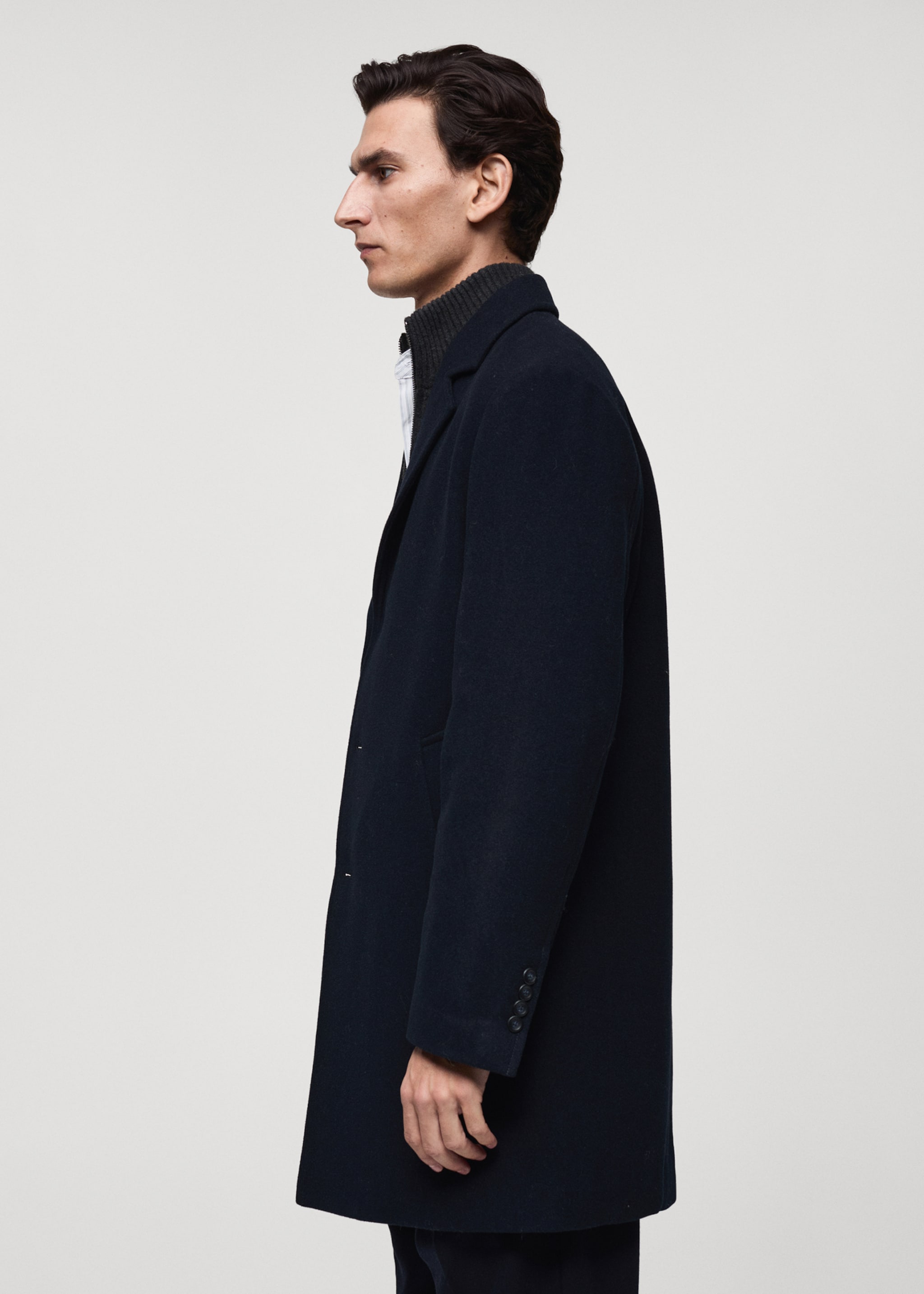 Quilted wool inner coat - Details of the article 2, Dark Navy. Ref: 87020581-00.