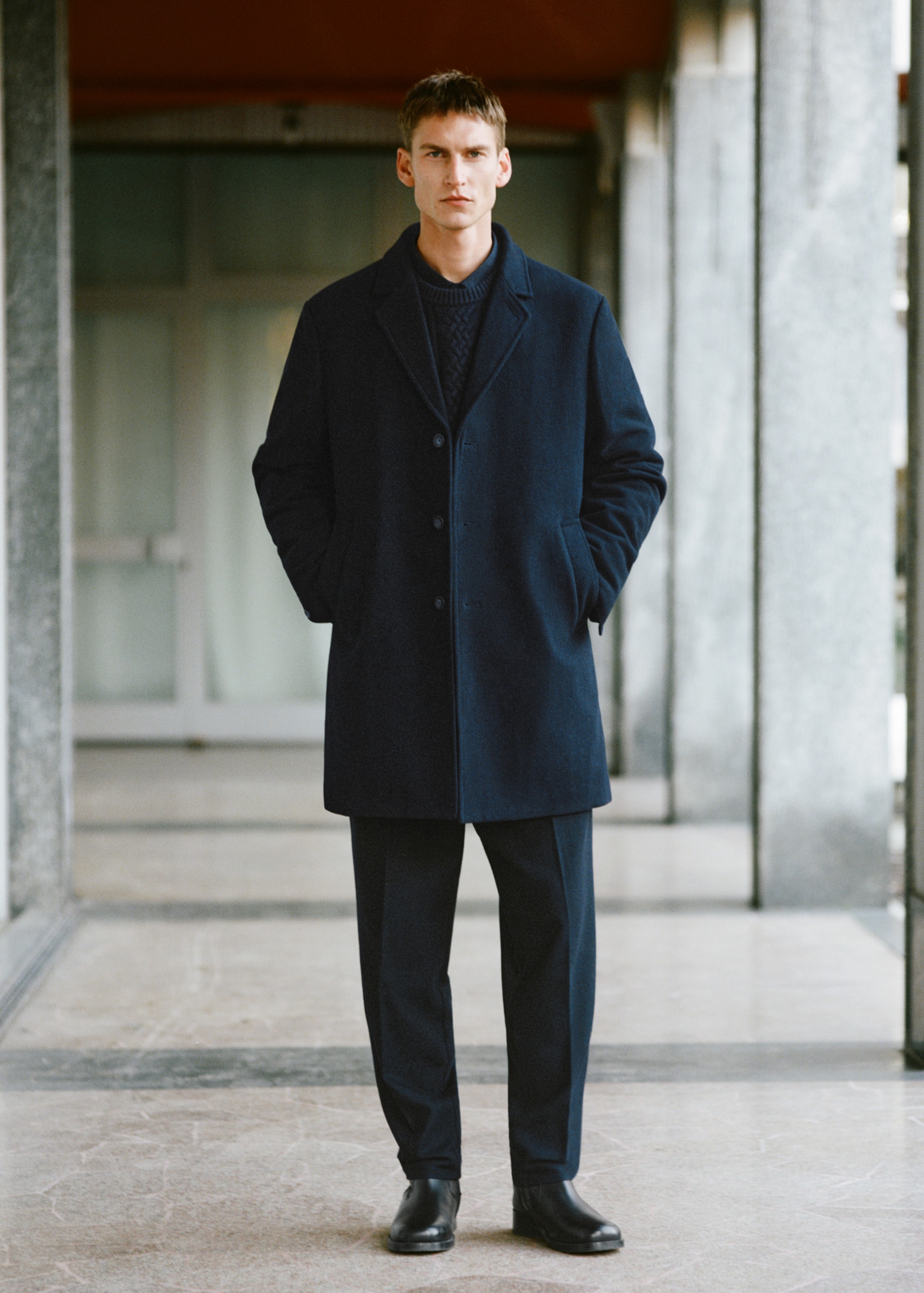 Quilted wool inner coat - Details of the article 3, Dark Navy. Ref: 87020581-00.