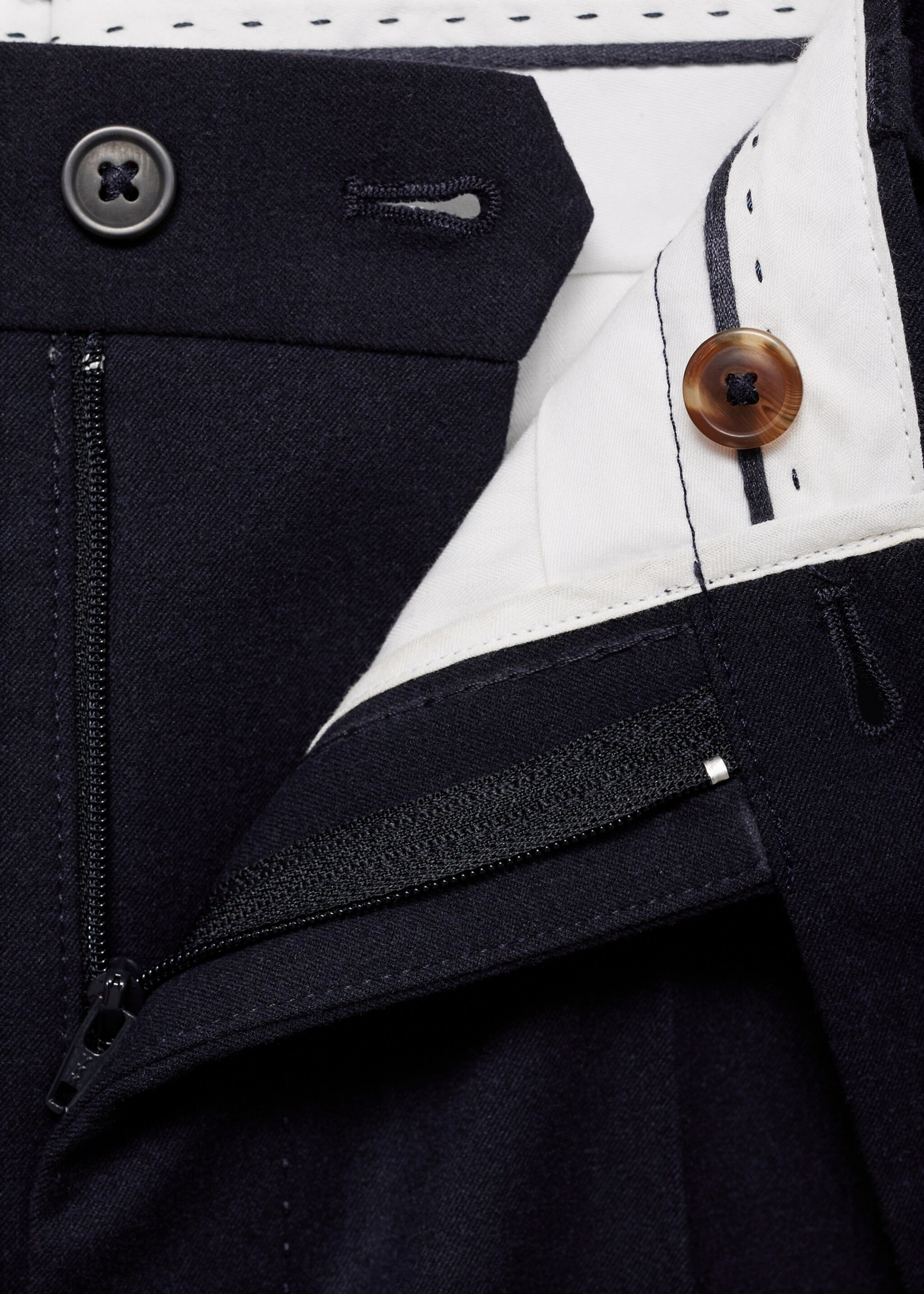 Flanelové kalhoty slim fit - Detail zboží 0, Námořnická modrá. Ref: 87020584-00.