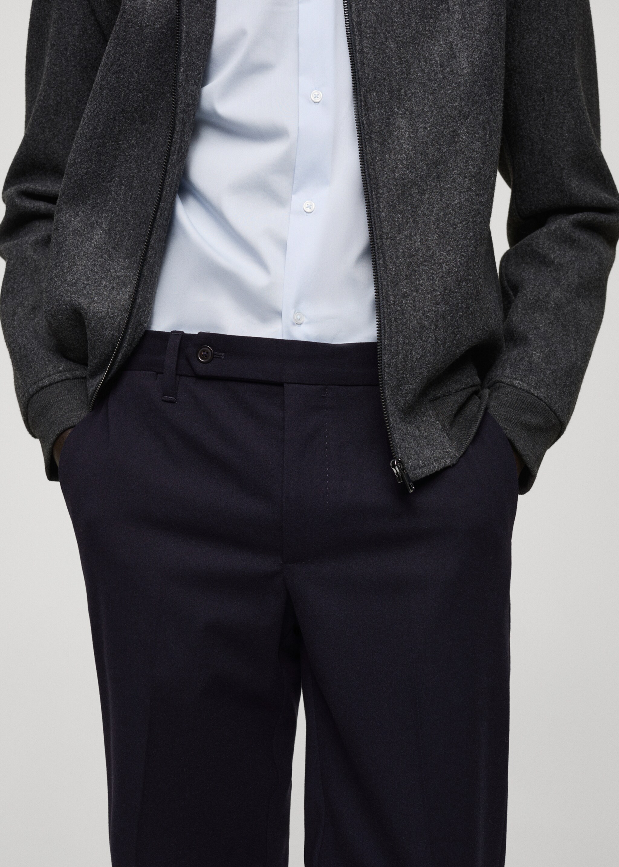 Flanelové kalhoty slim fit - Detail zboží 1, Námořnická modrá. Ref: 87020584-00.