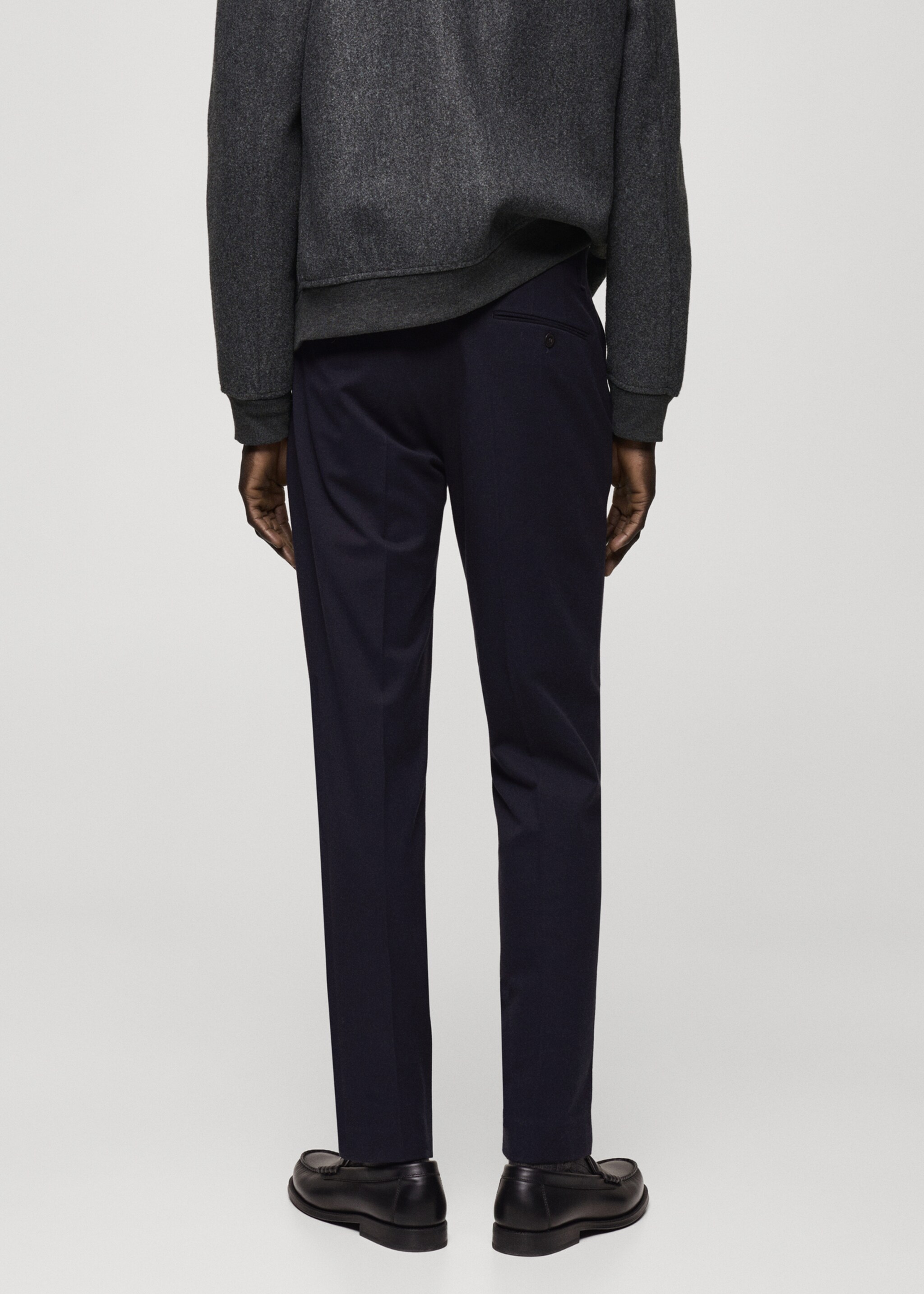 Flanelové kalhoty slim fit - Zadní strana zboží, Námořnická modrá. Ref: 87020584-00.