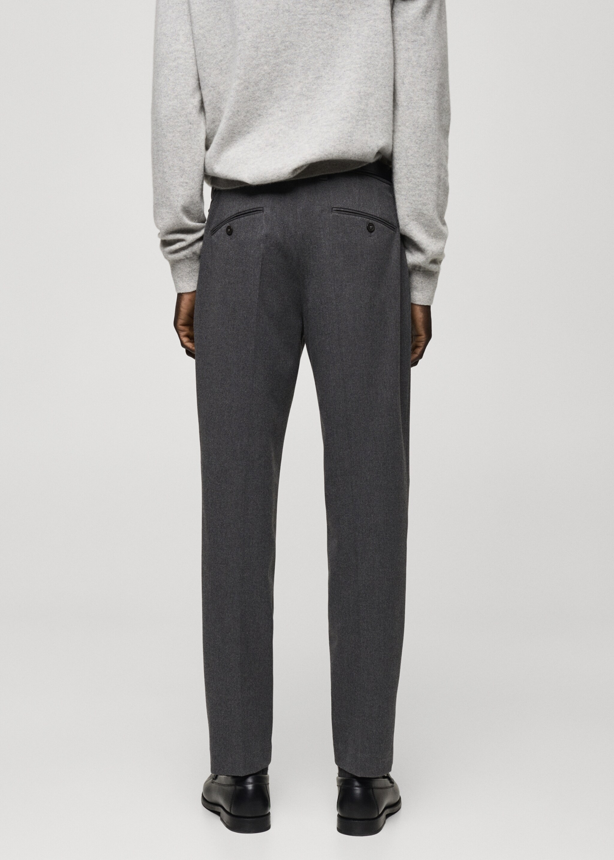 Flanelové kalhoty slim fit - Zadní strana zboží, Šedá. Ref: 87020584-00.