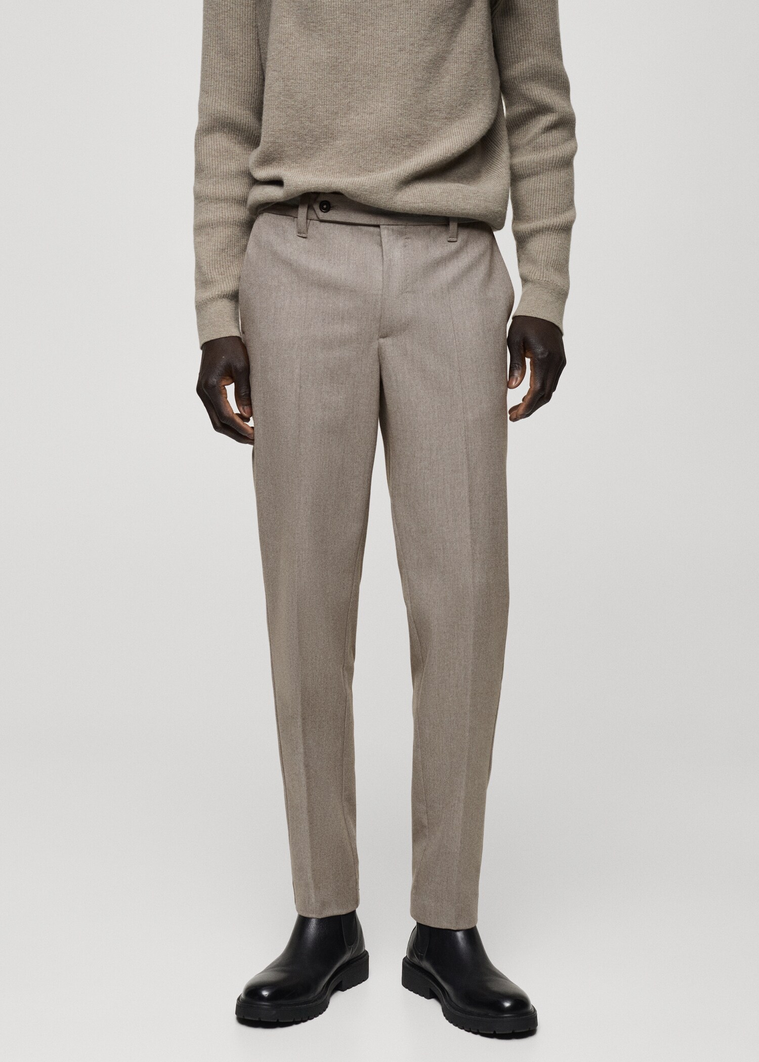 Flanelové kalhoty slim fit - Náhled ve středové rovině