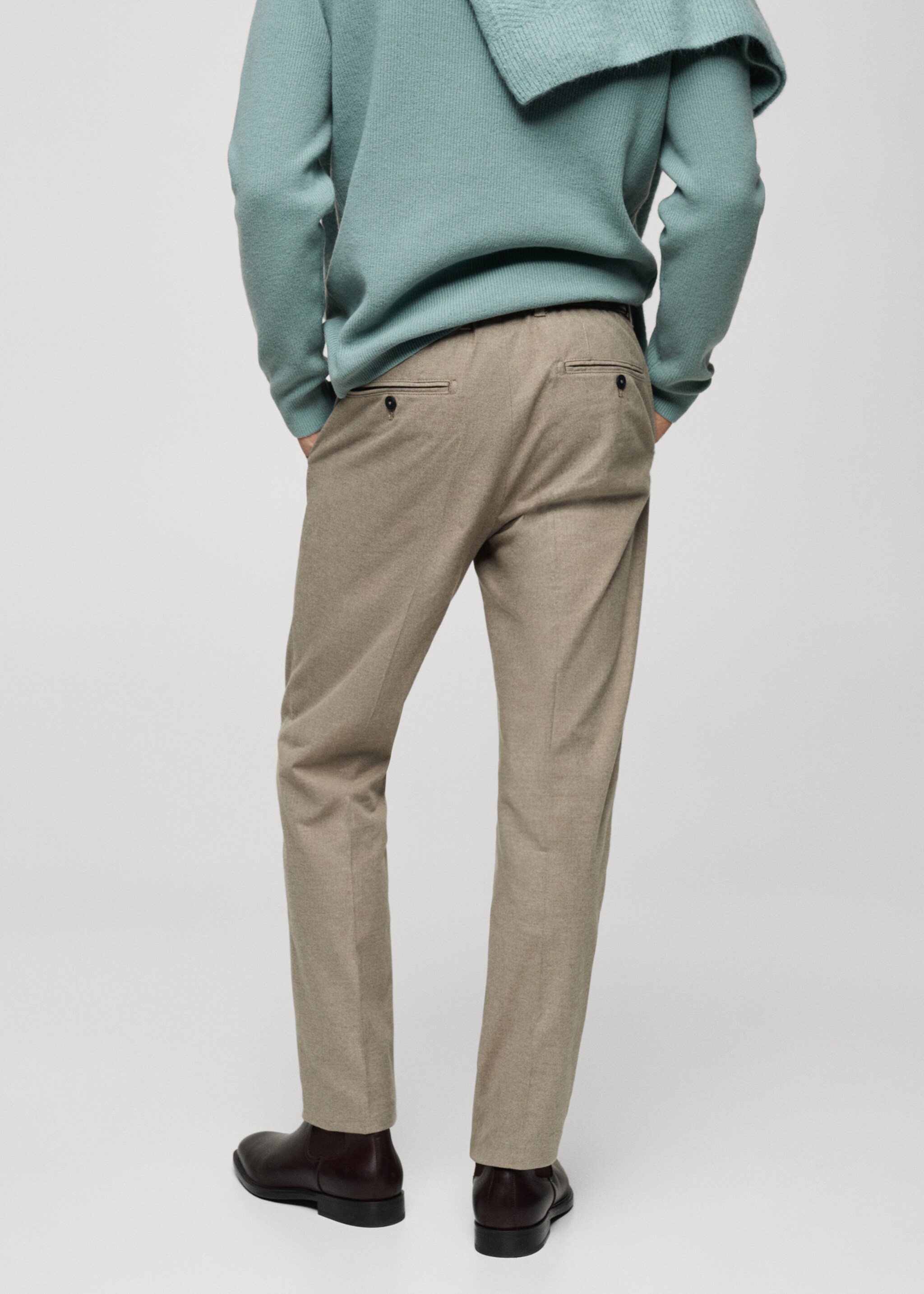 Regular-Fit-Flanellhose - Rückseite des Artikels, Beige. Ref: 87020585-00.