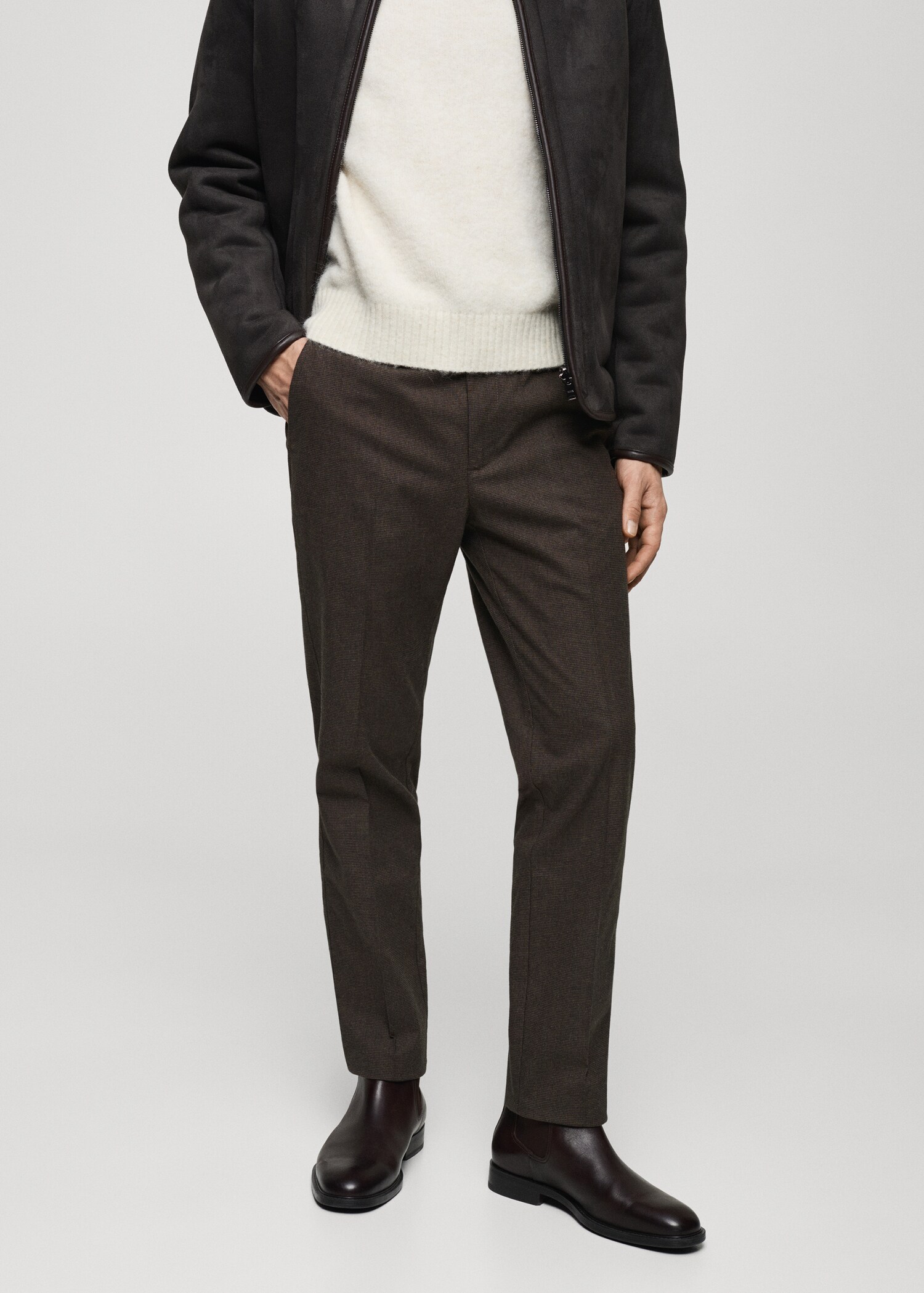 Flanellhose mit Mikro-Fischgrätmuster - Mittlere Ansicht