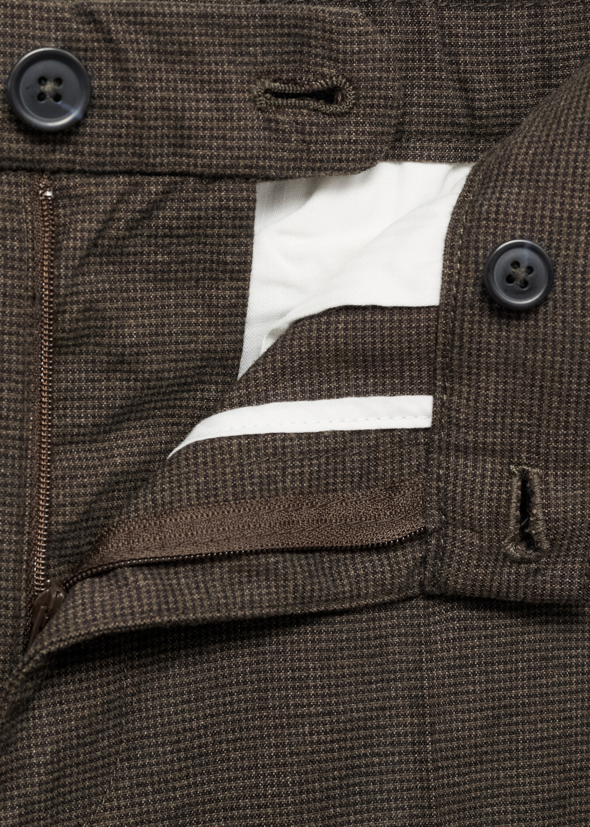 Flanelové kalhoty se vzorem mikro kohoutí stopy - Detail zboží 8, Hnědá. Ref: 87020586-00.