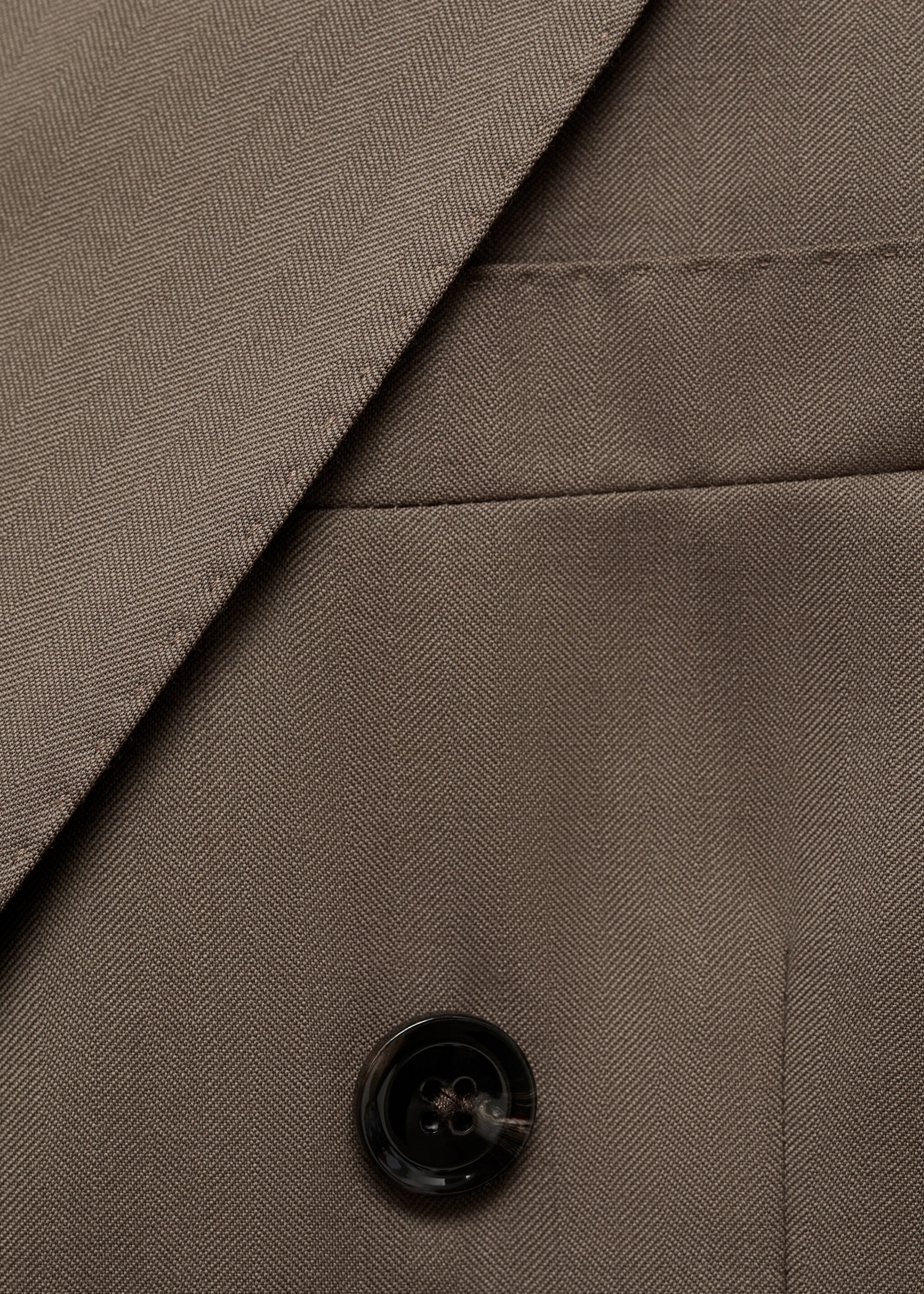 100% wool double-breasted herringbone suit jacket - Details of the article 8, Medium Brown. Ref: 87020589-00.