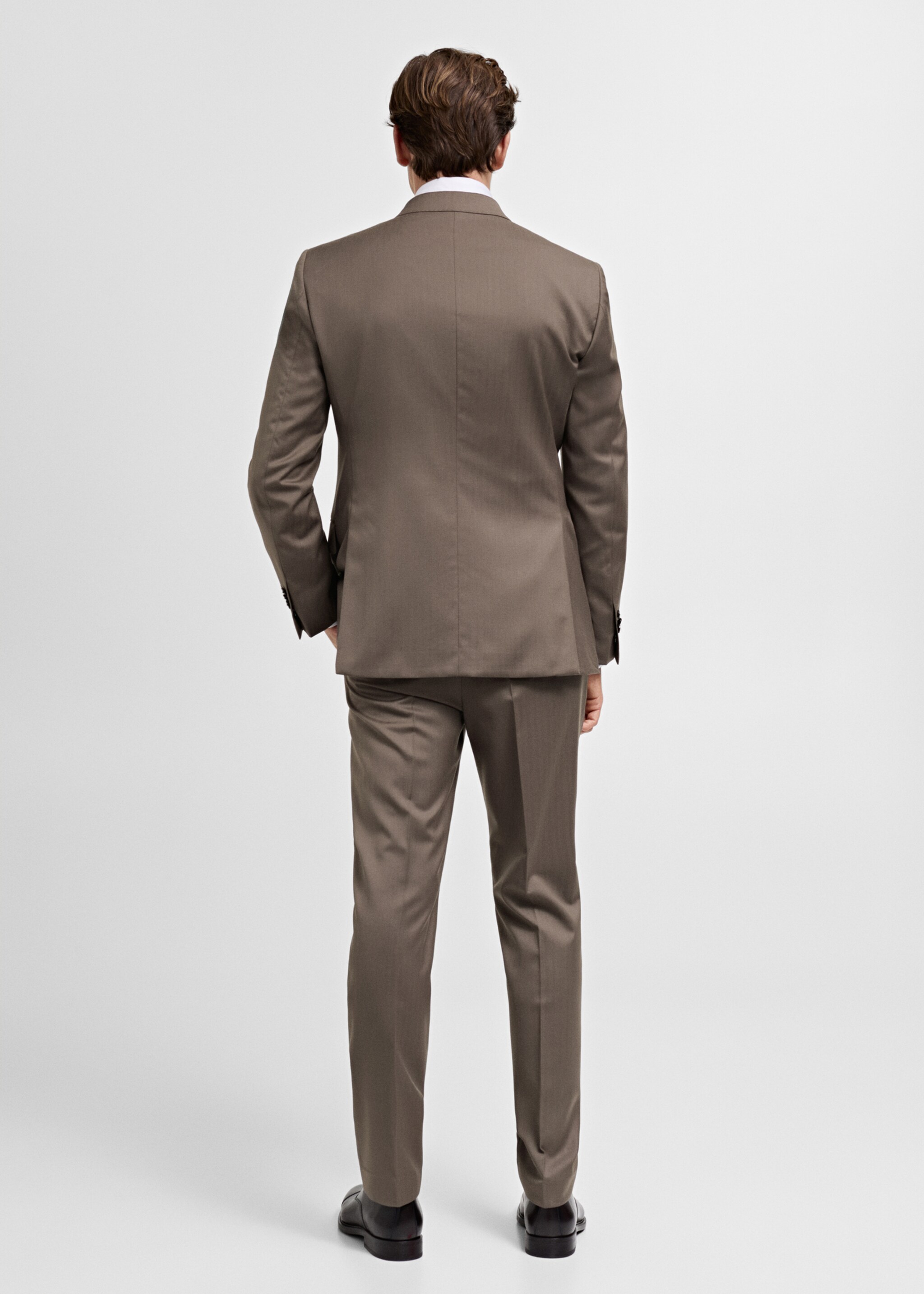 100% wool double-breasted herringbone suit jacket - Reverse of the article, Medium Brown. Ref: 87020589-00.