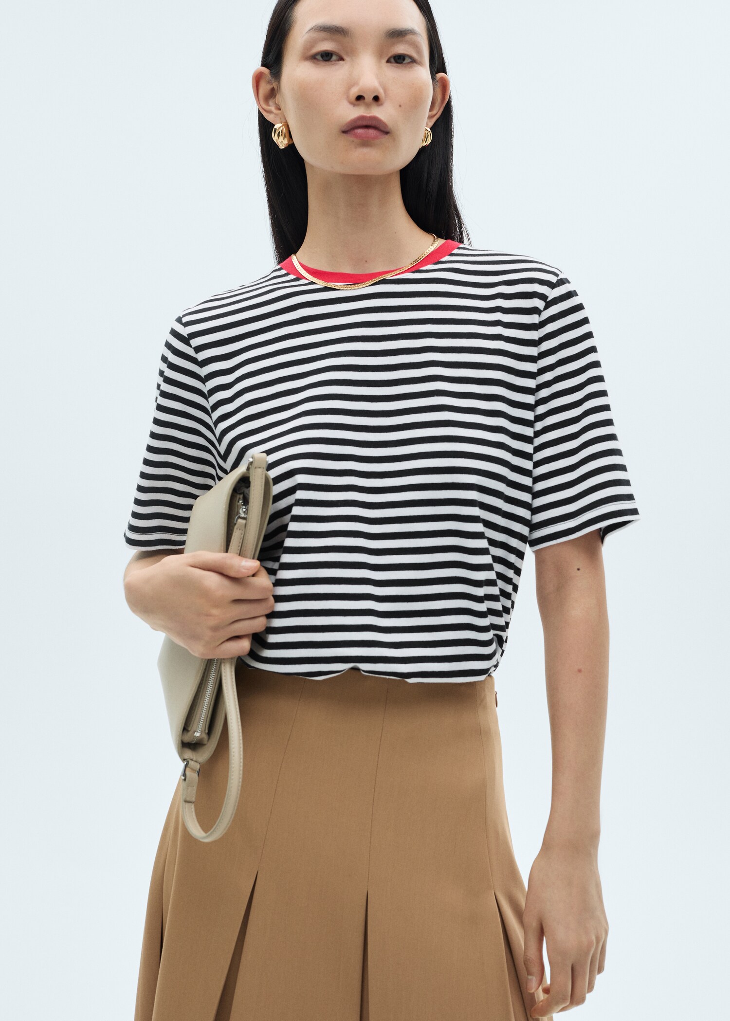 T-shirt coton à rayures - Plan moyen