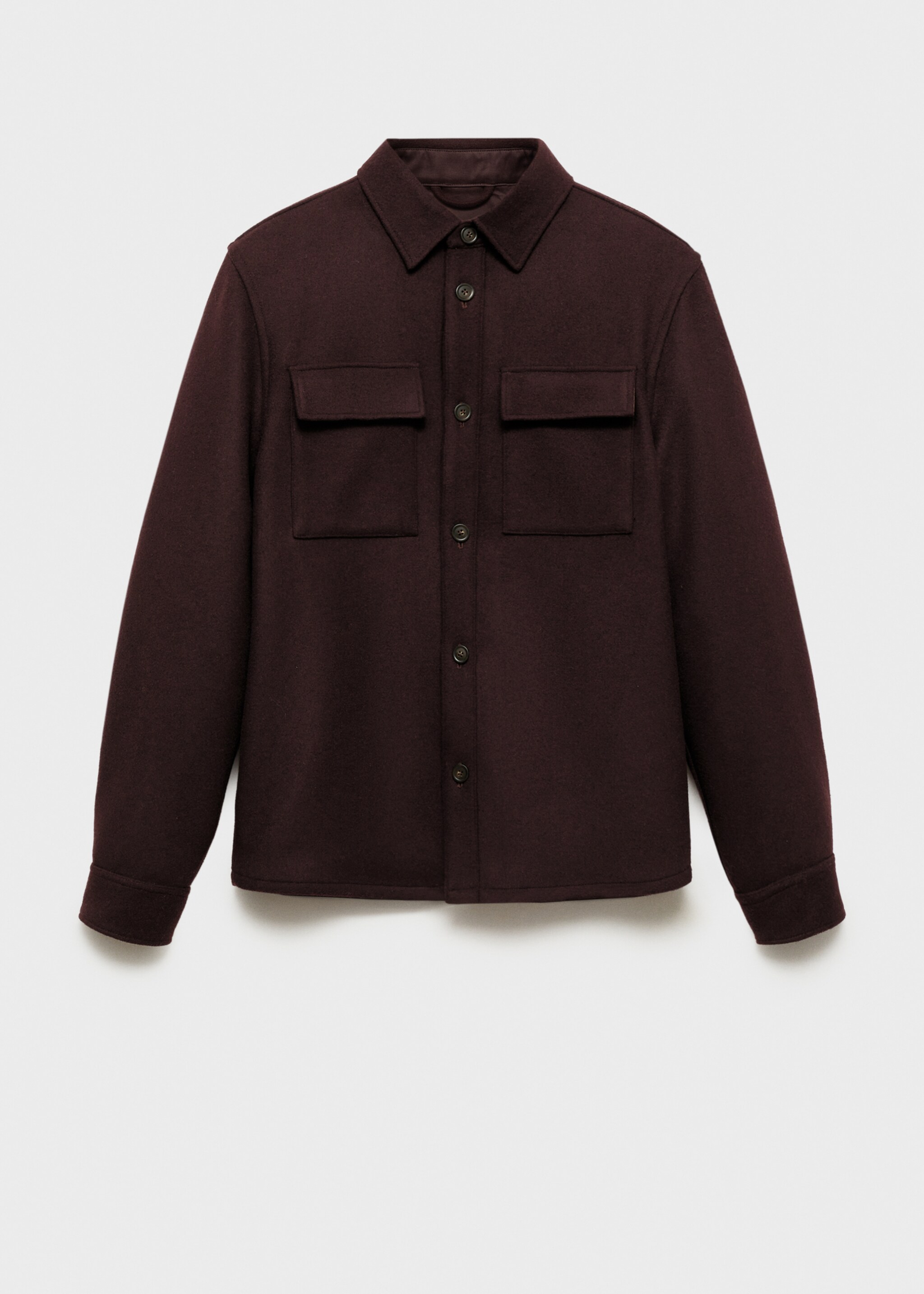 Flannel wool overshirt with pockets - Article without model, Burgundy. Ref: 87020598-00.
