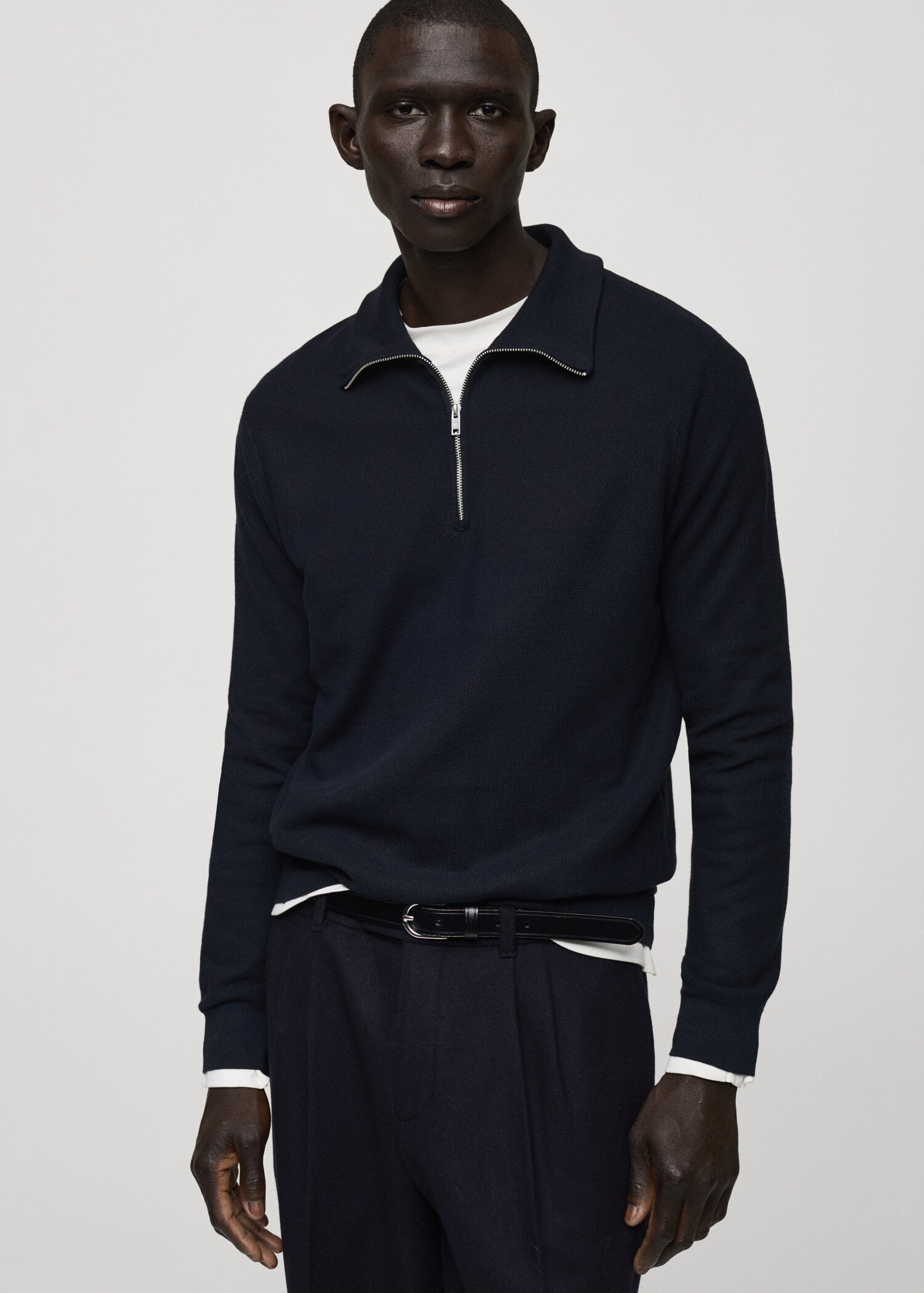 Rollkragenpullover mit Mikrostruktur - Mittlere Ansicht