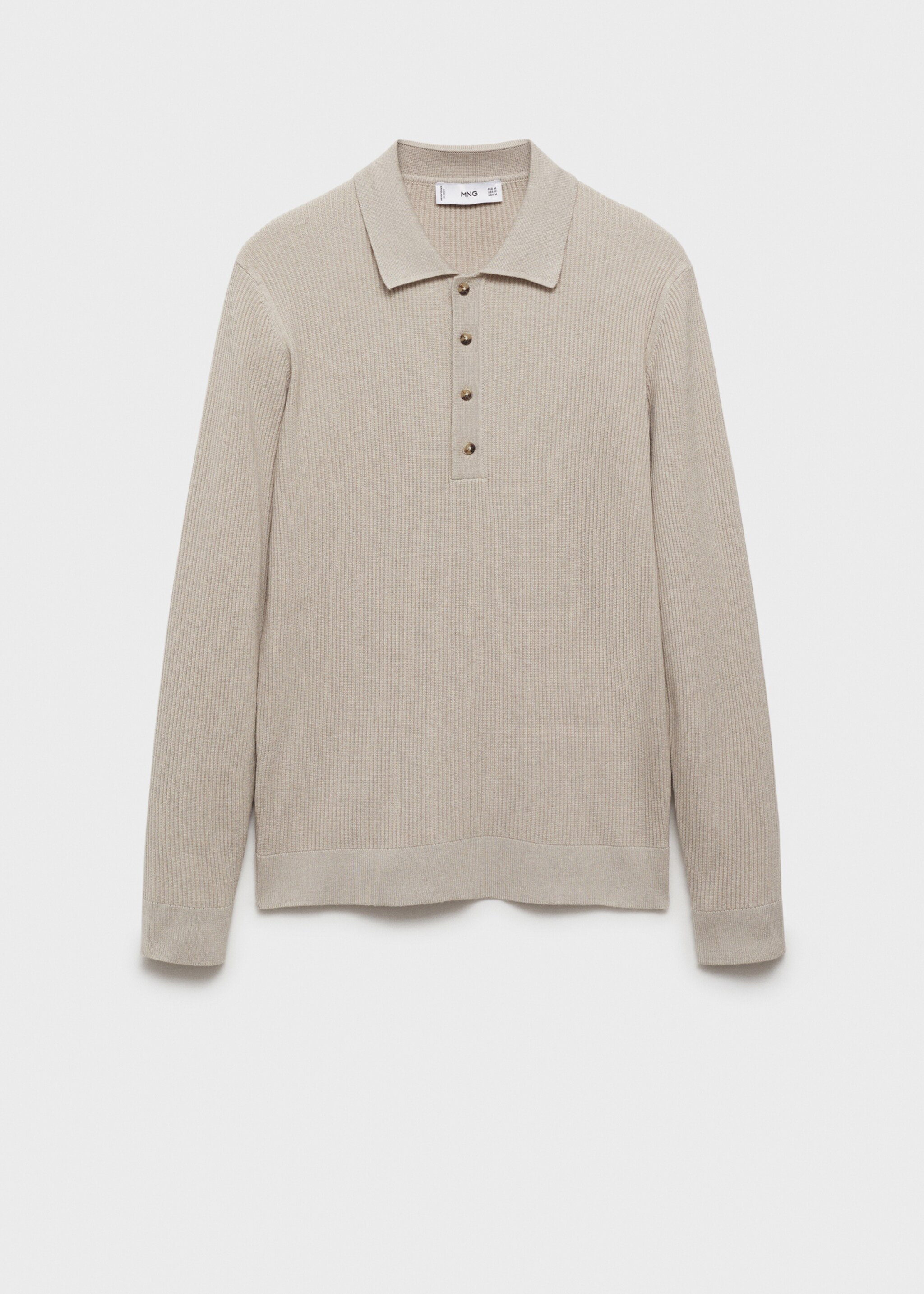 Cotton-blend ribbed polo sweater - Article without model, Beige. Ref: 87020602-00.