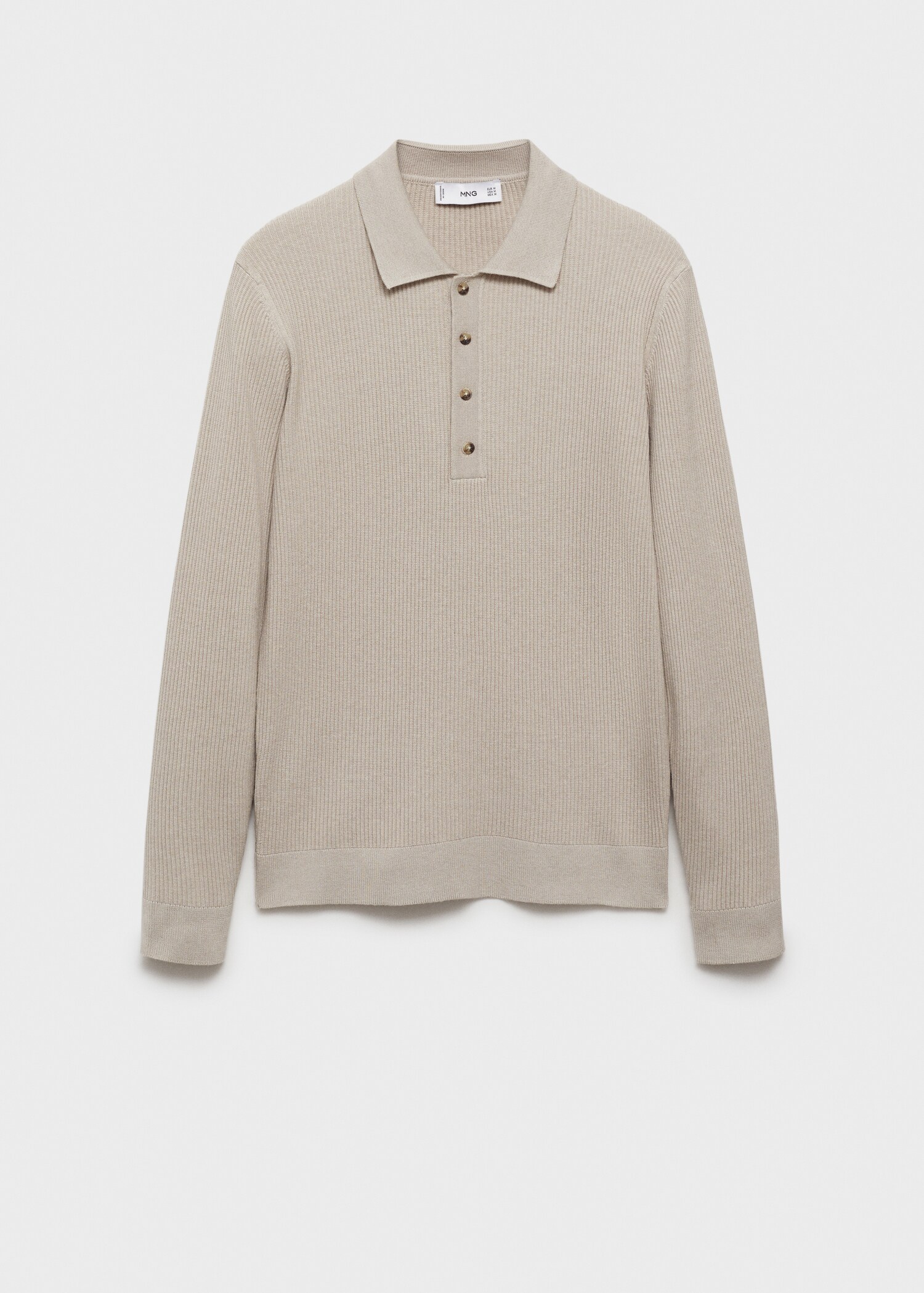 Cotton-blend ribbed polo sweater - Article without model