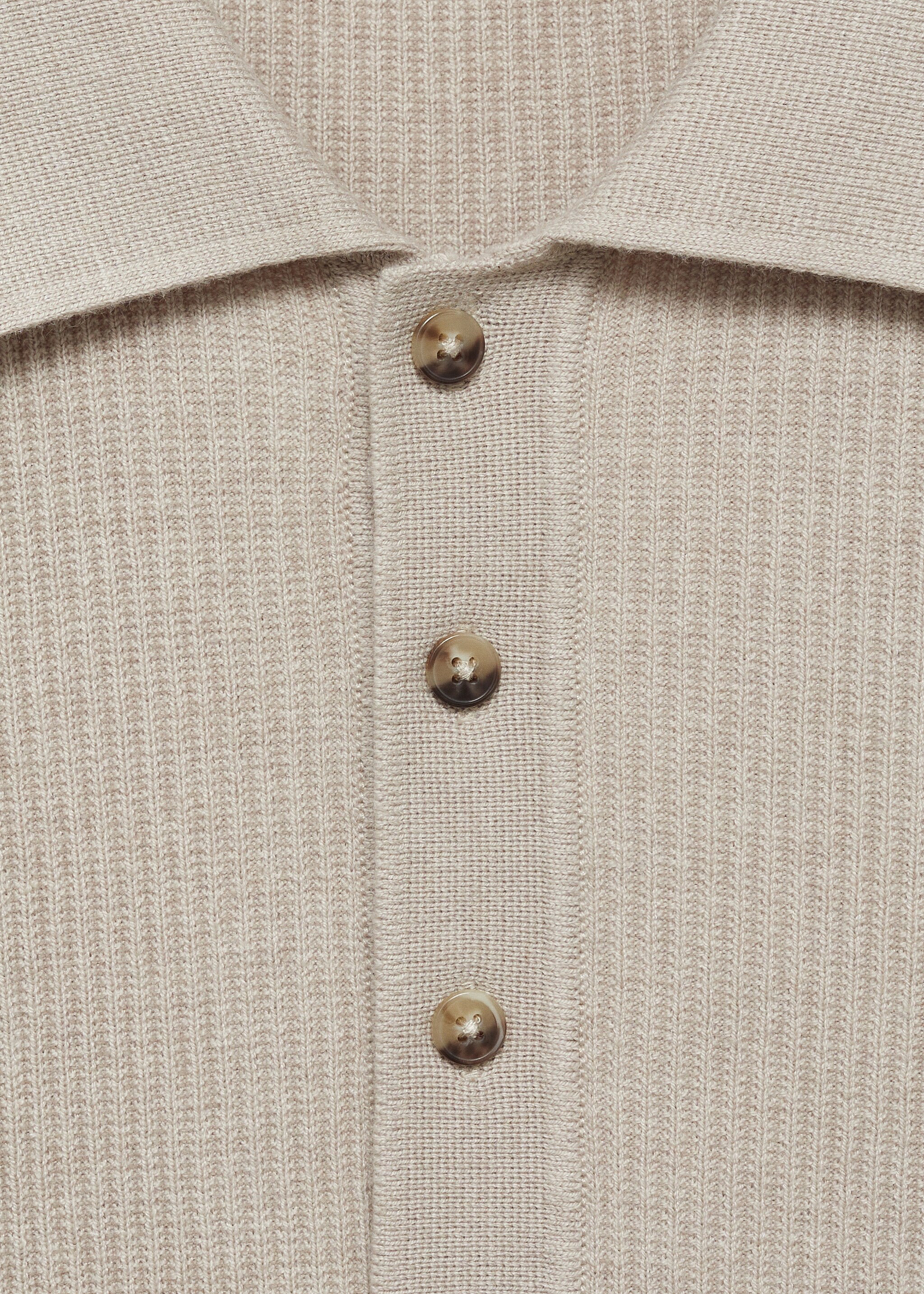 Cotton-blend ribbed polo sweater - Details of the article 8, Beige. Ref: 87020602-00.