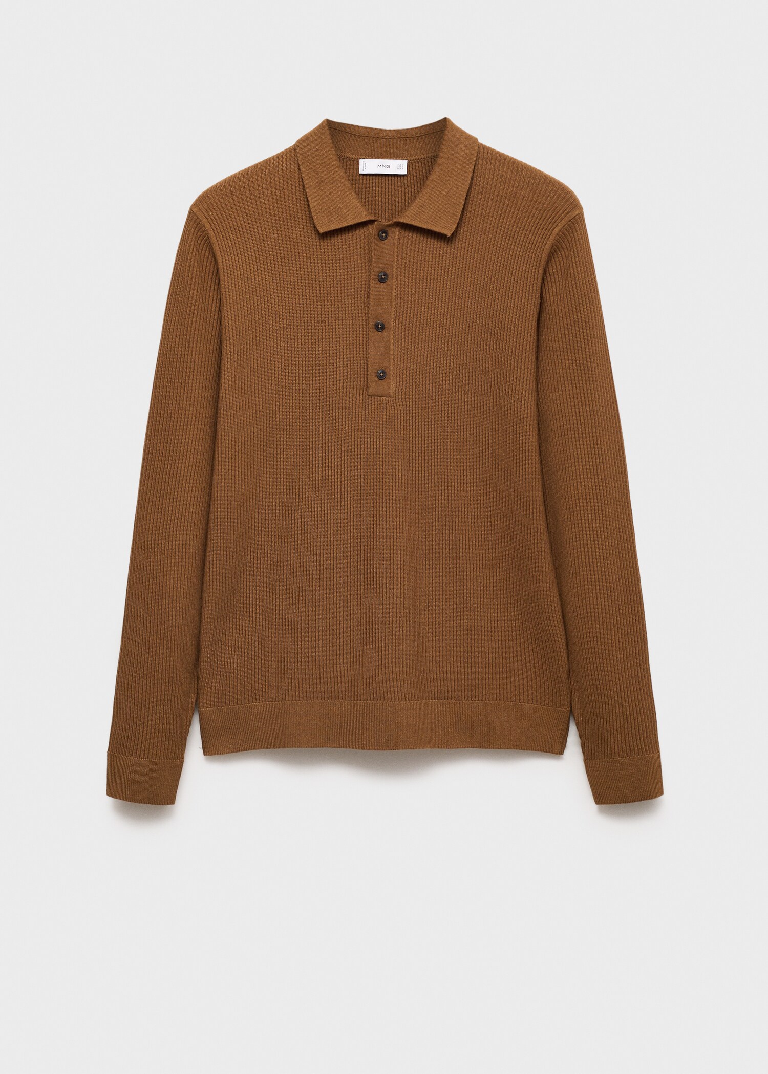 Cotton-blend ribbed polo sweater - Article without model