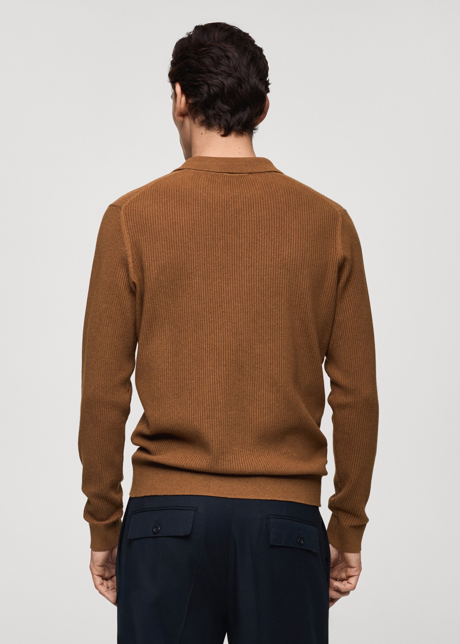 Cotton-blend ribbed polo sweater - Reverse of the article