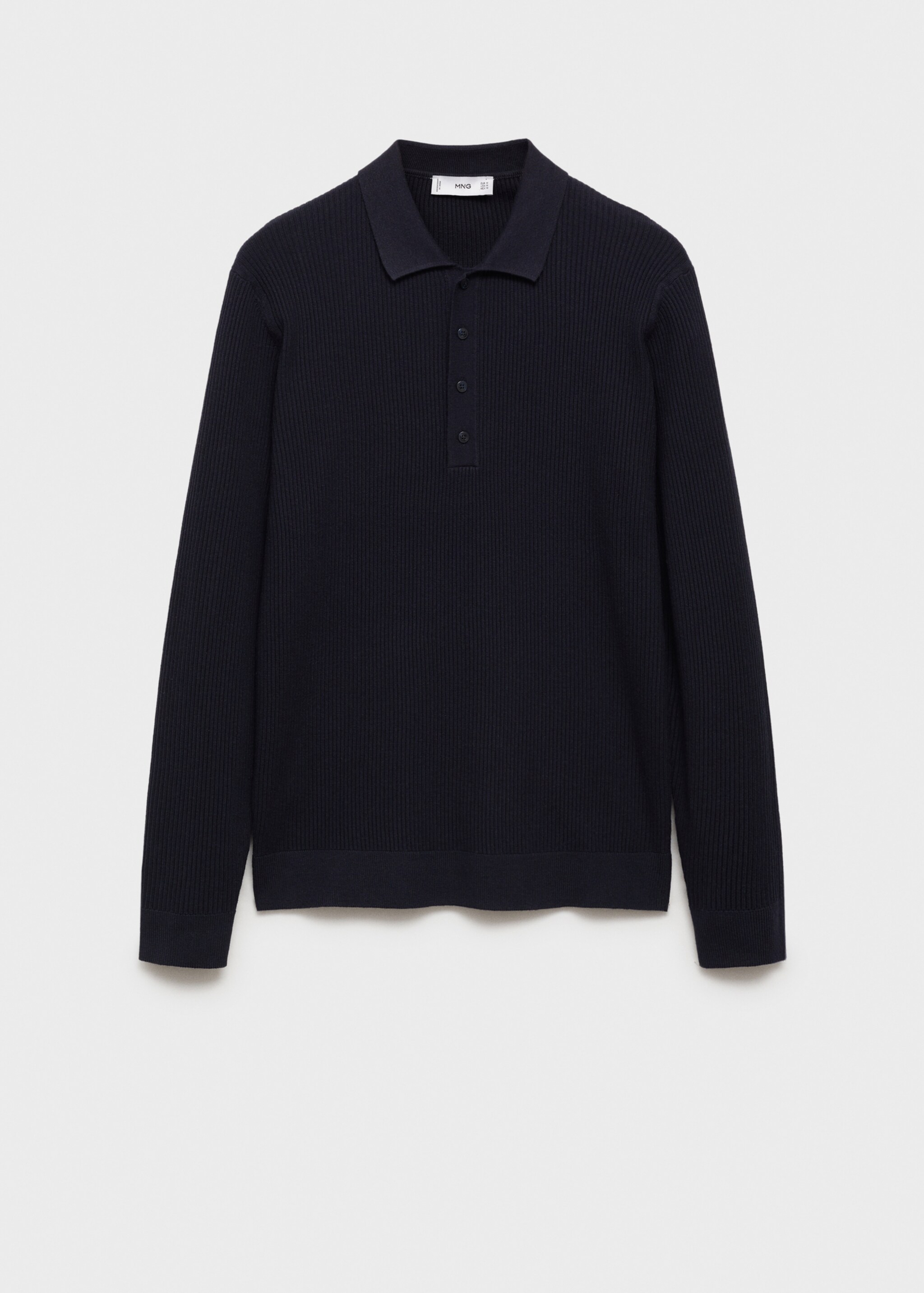 Gerippter Pullover aus Baumwollgemisch mit Polo-Kragen - Artikel ohne Model, Dunkles Marineblau. Ref: 87020602-00.