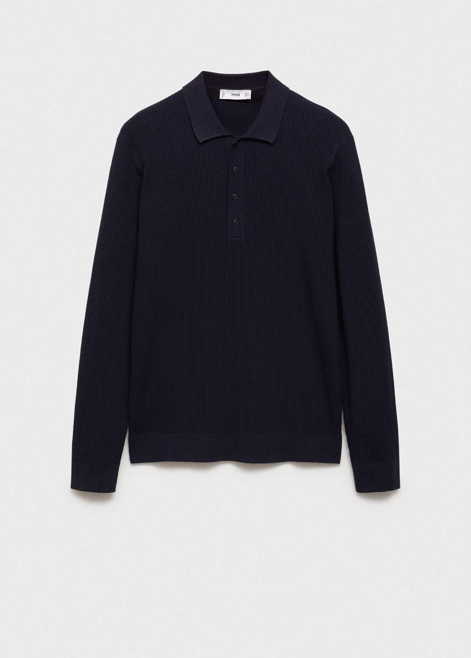 Cotton-blend ribbed polo sweater - Article without model