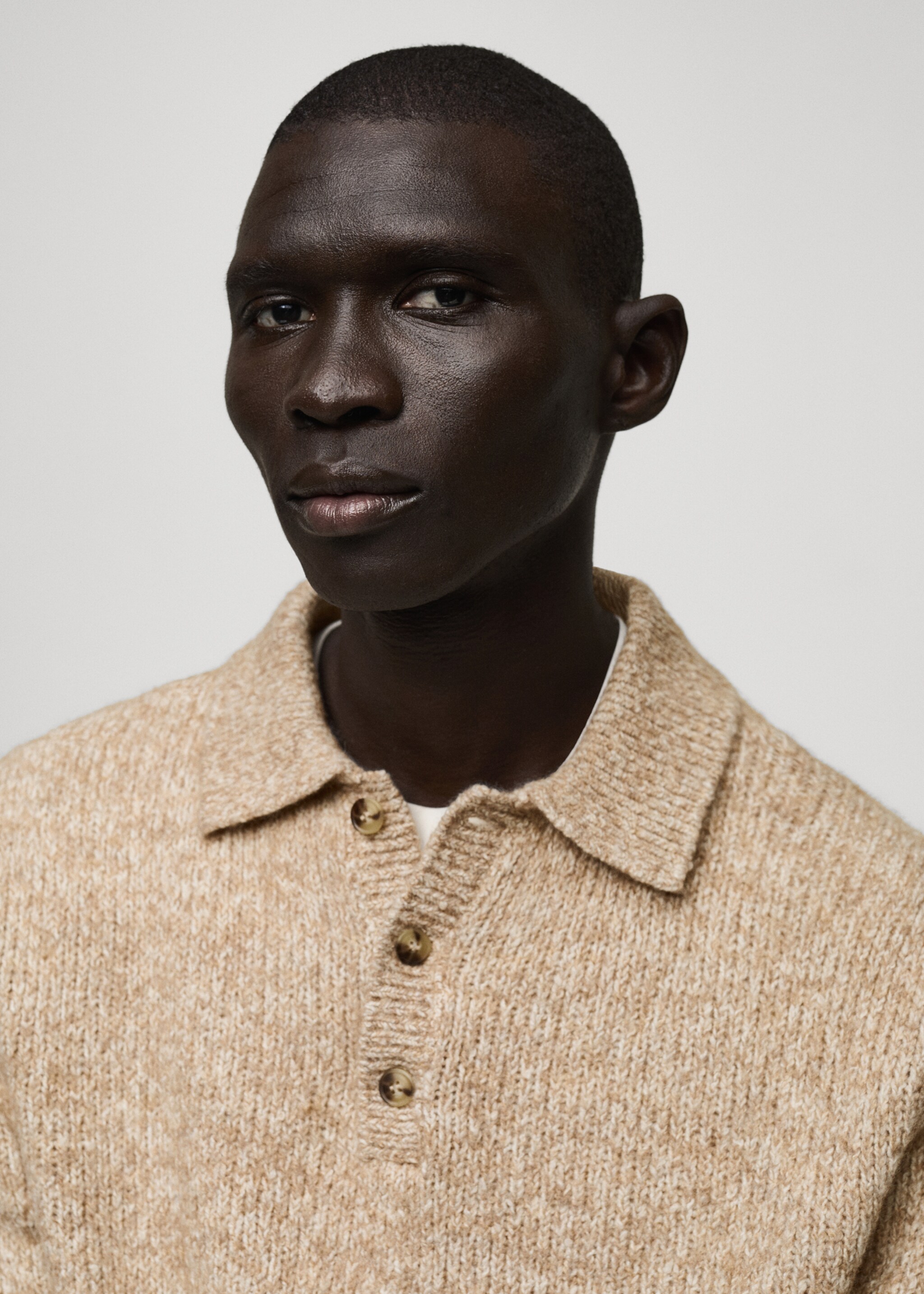 Pull-over polo maille laine mélangée - Détail de l'article 1, Gris vison. Ref: 87020604-00.