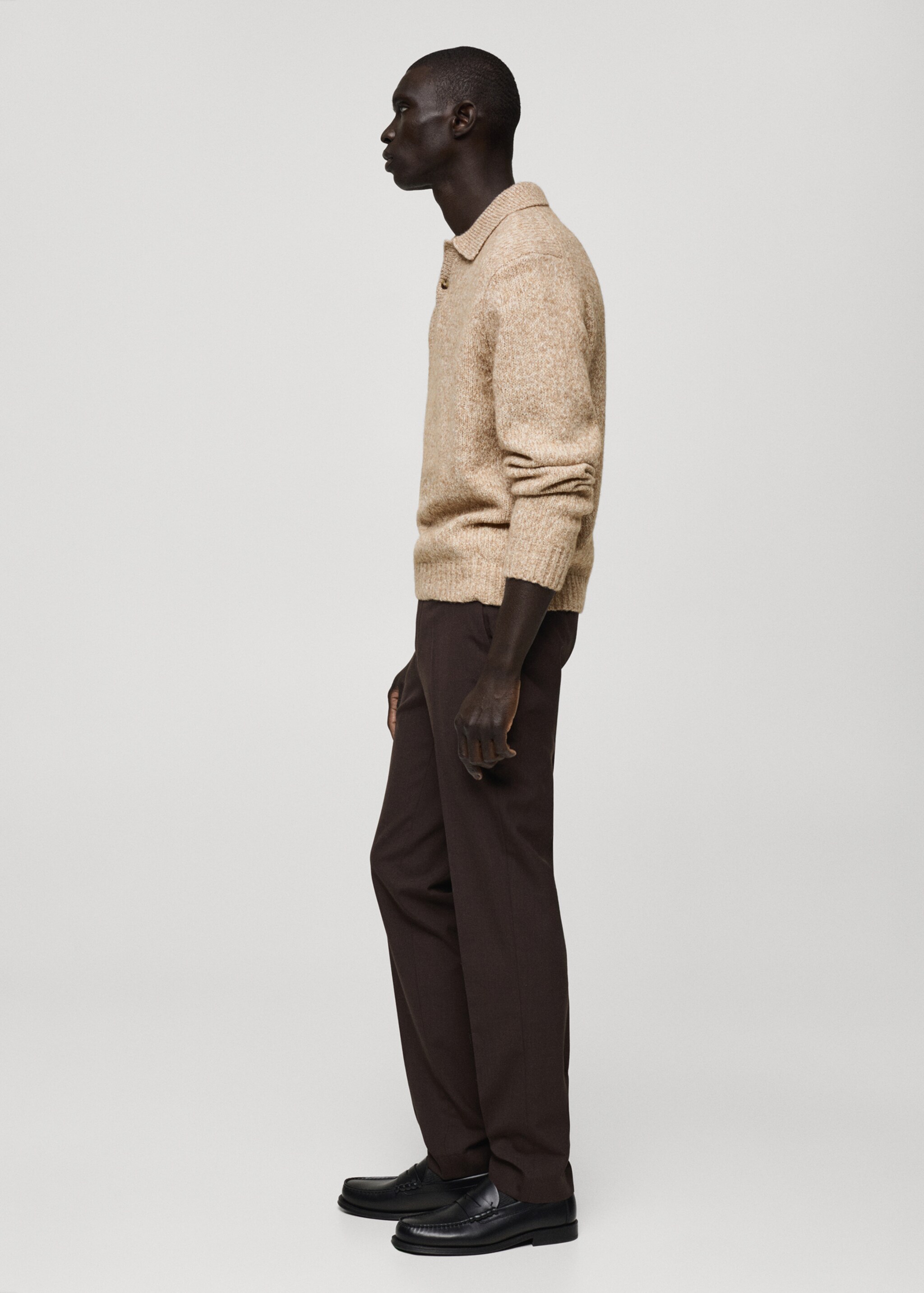 Pull-over polo maille laine mélangée - Détail de l'article 2, Gris vison. Ref: 87020604-00.