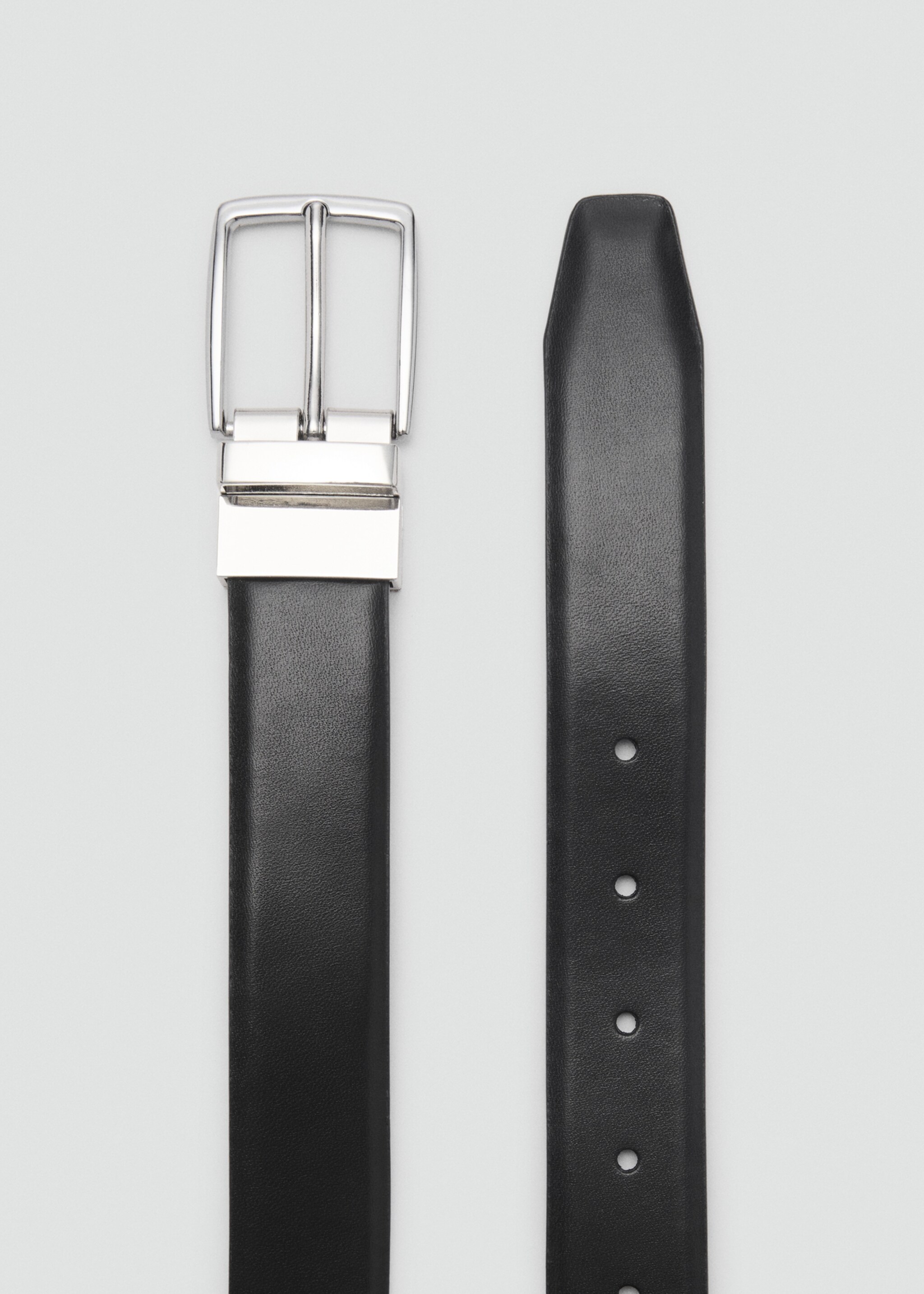 Reversible suit leather belt - Medium plane, Black. Ref: 87020608-00.