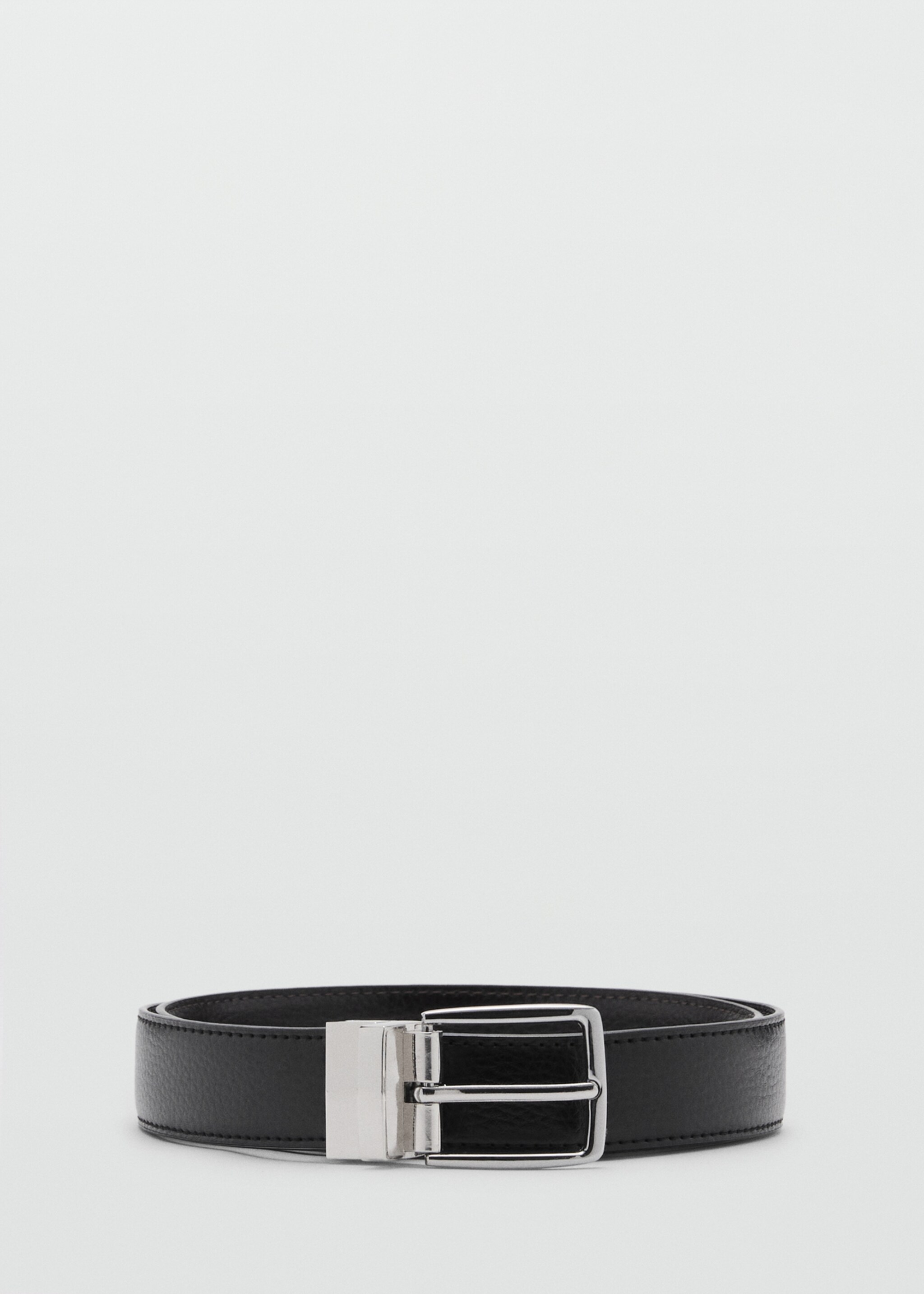 Reversible pebble leather belt - Article without model, Black. Ref: 87020609-00.