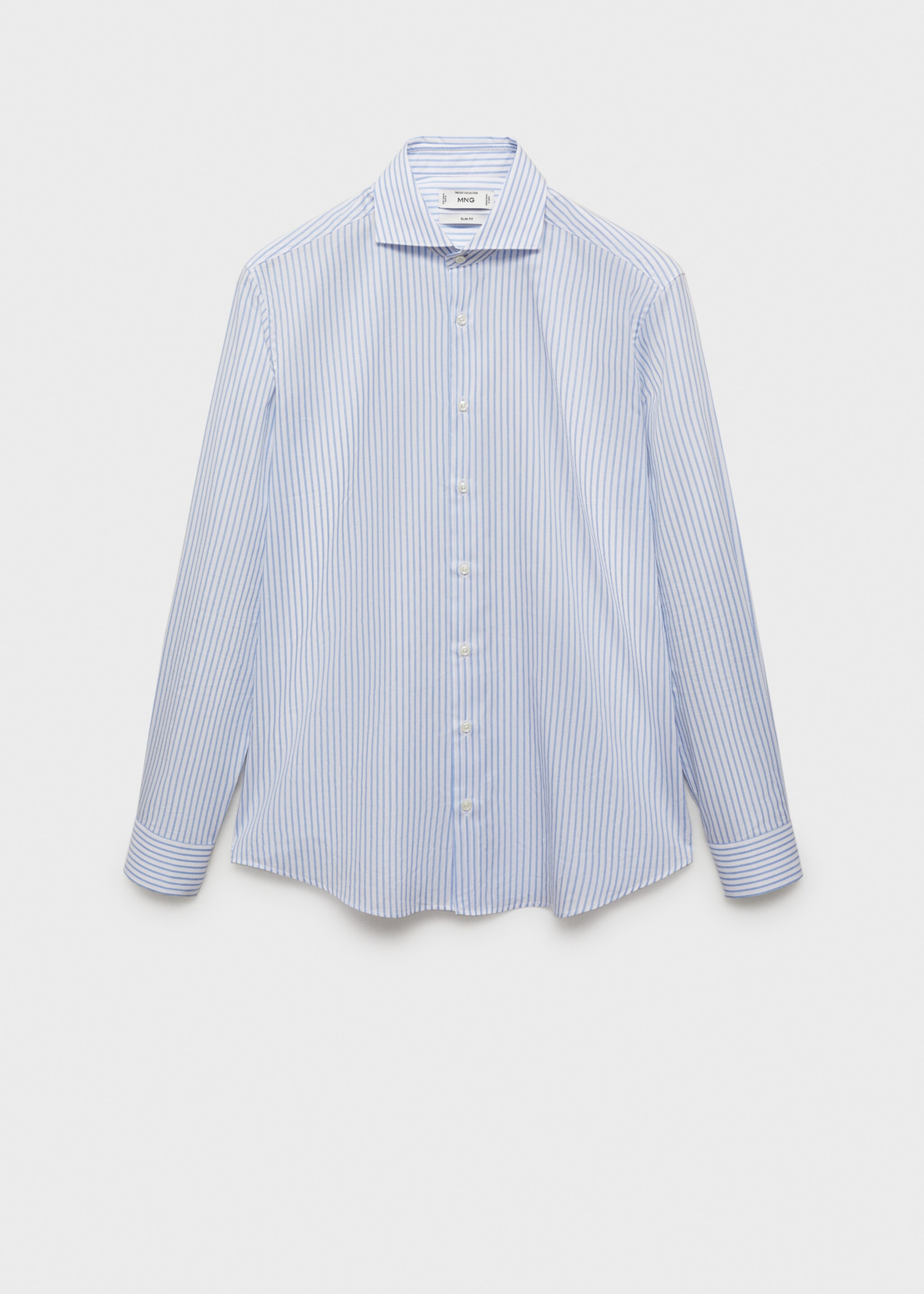 Slim fit cotton striped suit shirt - Article without model, Sky Blue. Ref: 87020612-00.