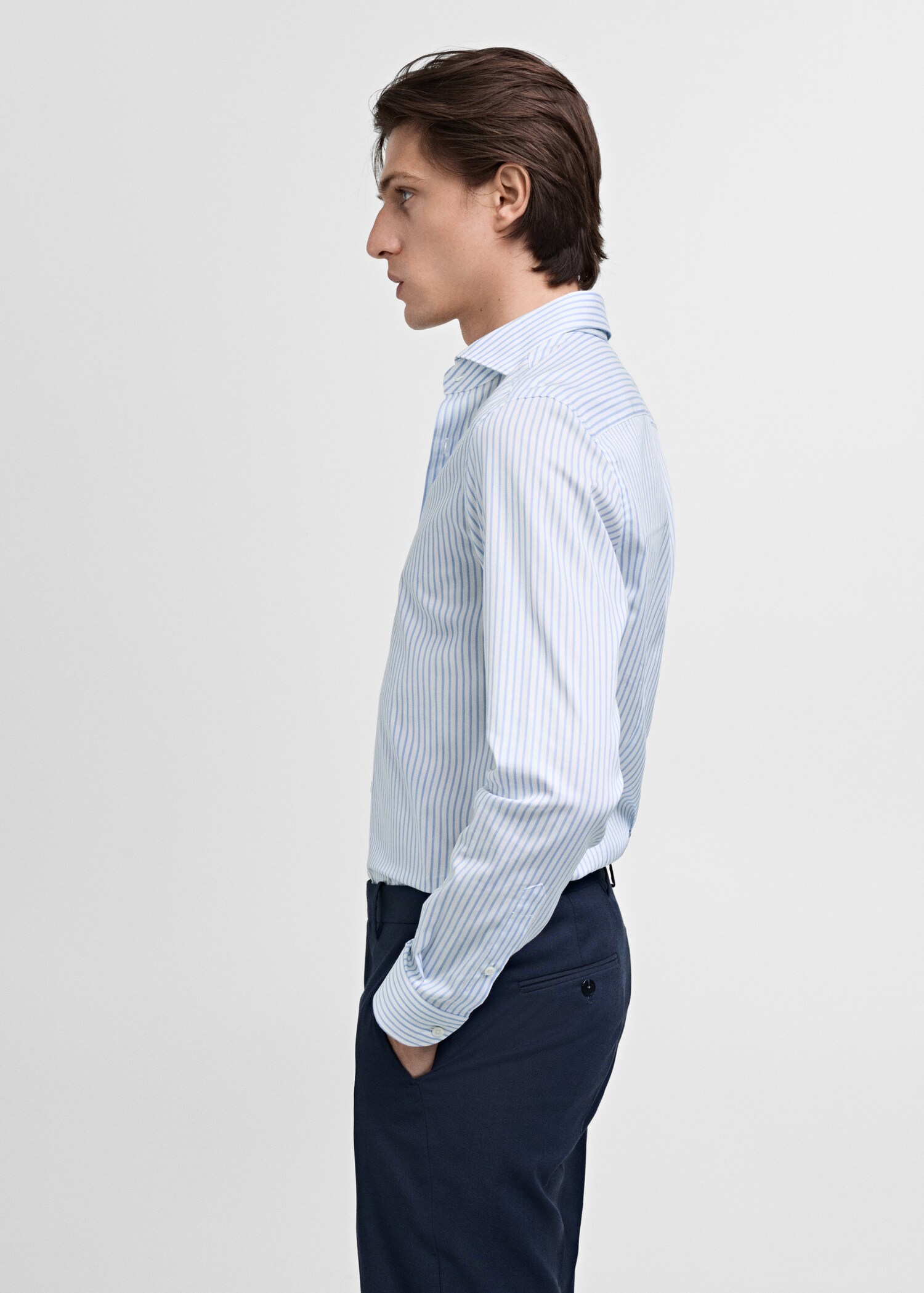 Slim fit cotton striped suit shirt - Details of the article 2