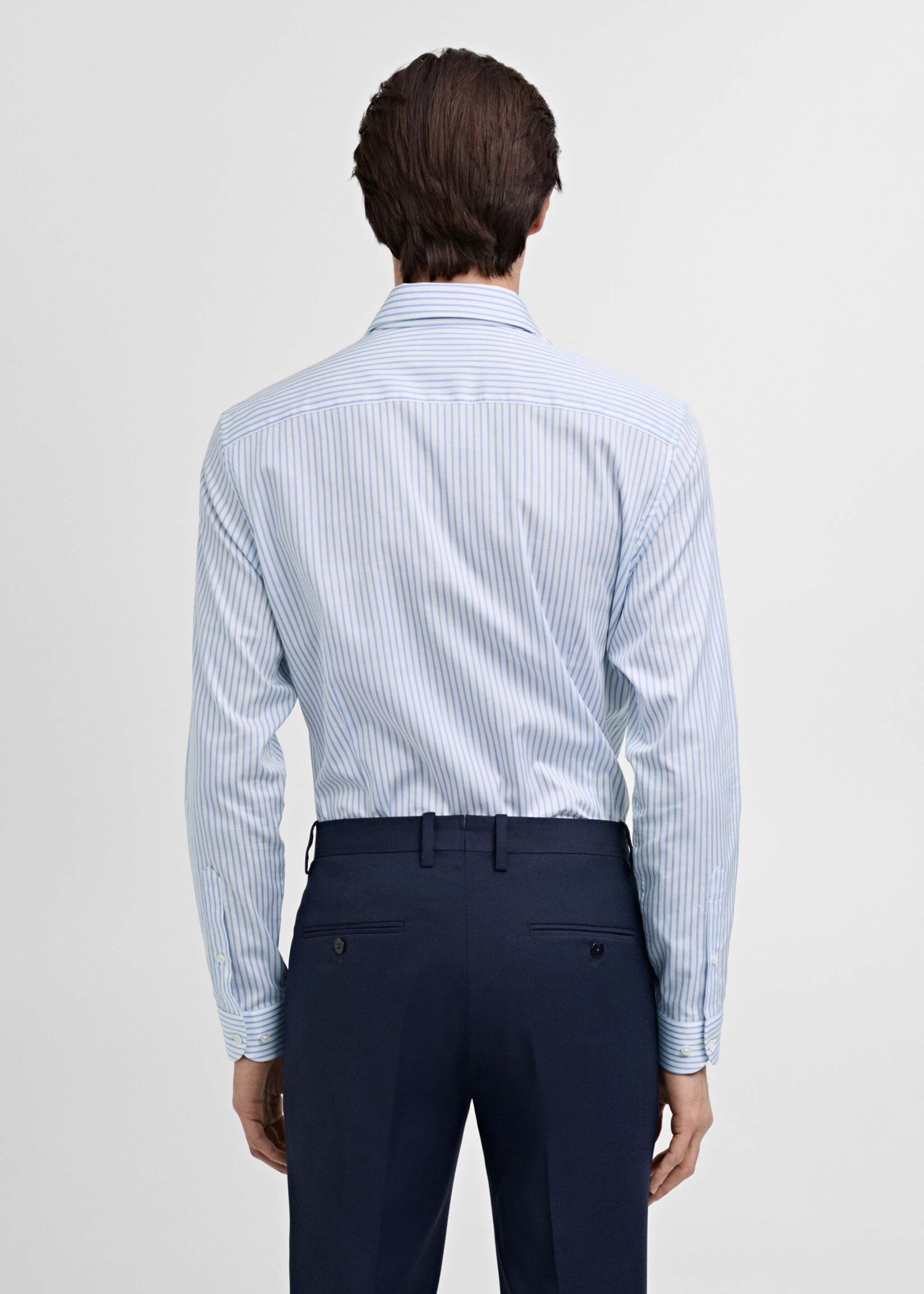 Slim fit cotton striped suit shirt - Reverse of the article, Sky Blue. Ref: 87020612-00.