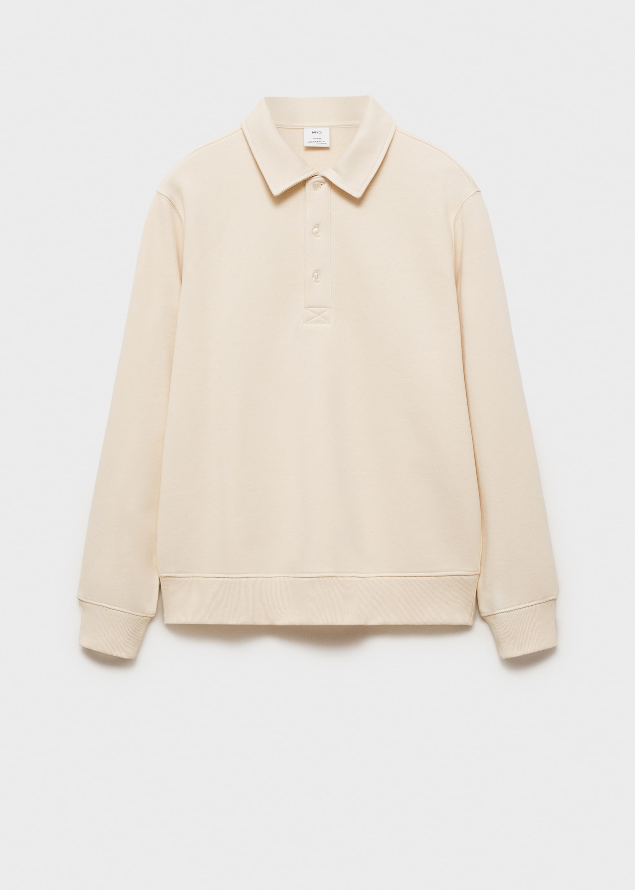 Polo-Sweatshirt mit angerauter Innenseite und regulärer Passform - Artikel ohne Model, Ecru. Ref: 87020619-00.