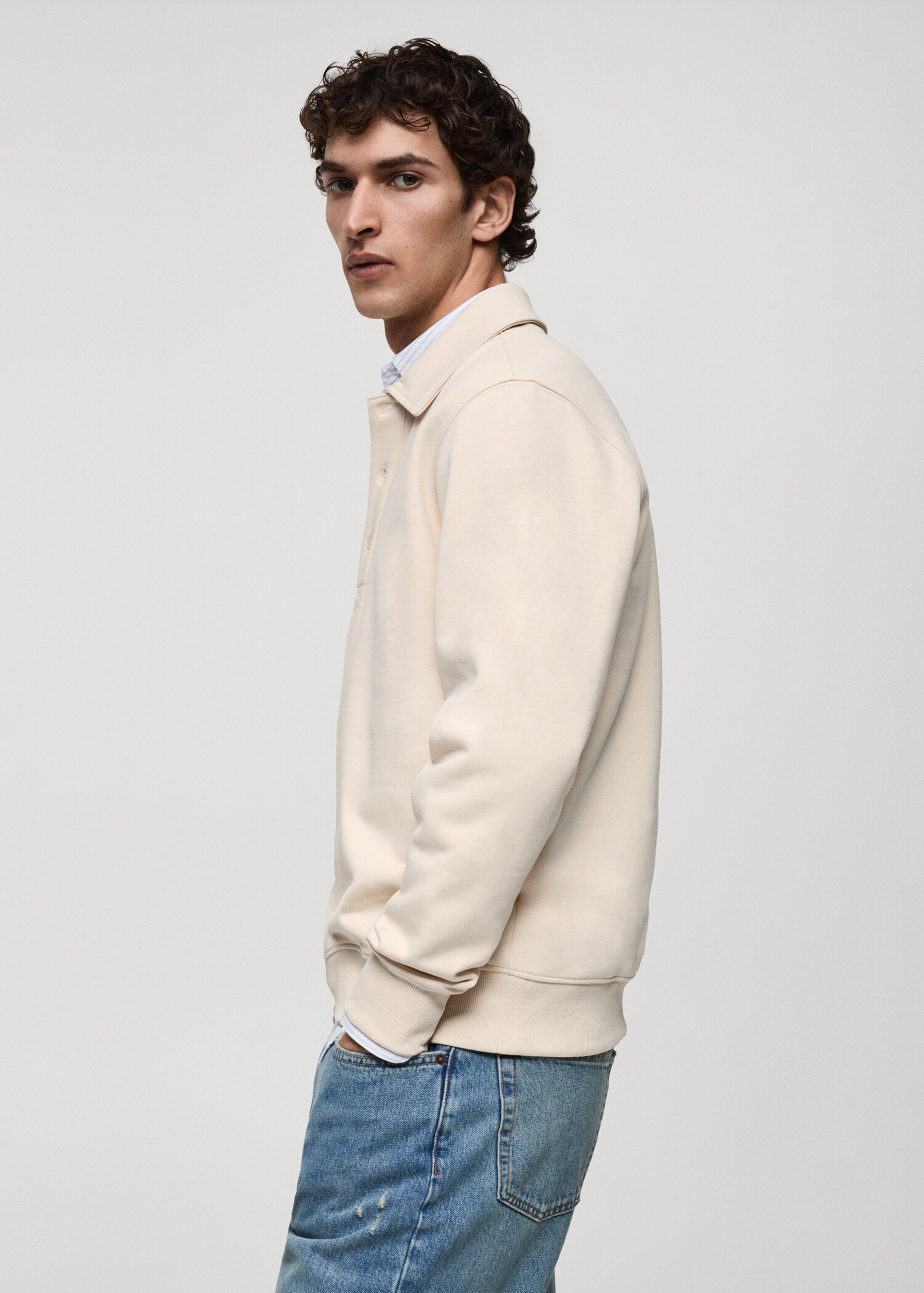 Polo-Sweatshirt mit angerauter Innenseite und regulärer Passform - Detail des Artikels 2