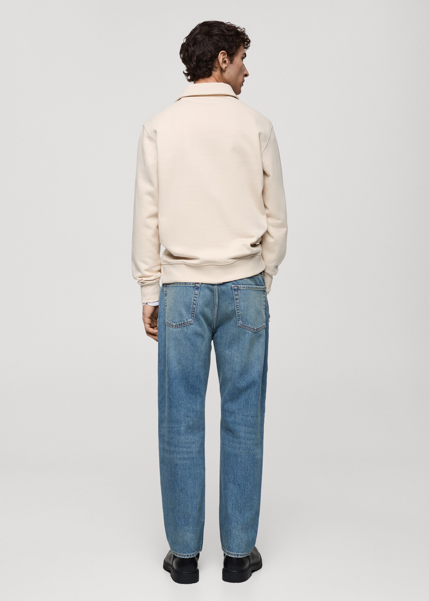 Polo-Sweatshirt mit angerauter Innenseite und regulärer Passform - Rückseite des Artikels