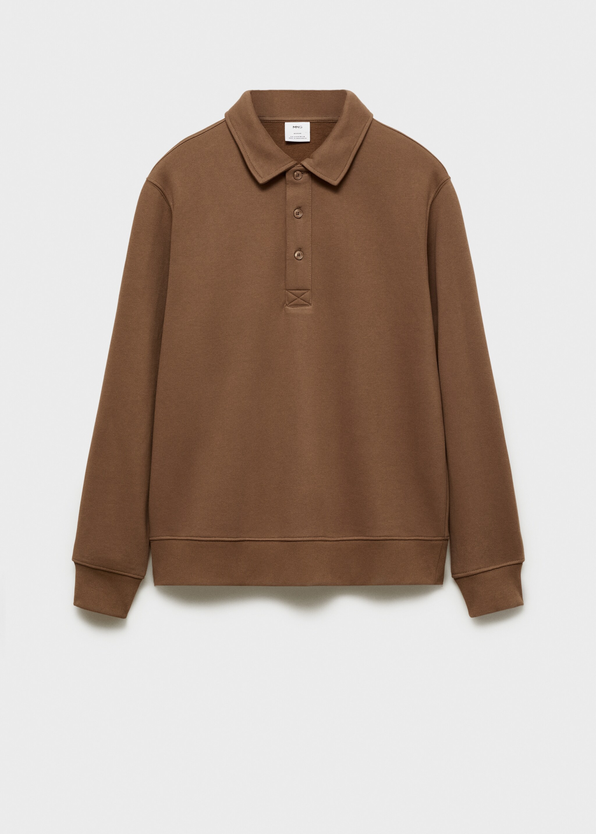 Brushed regular-fit polo sweatshirt - Article without model, Medium Brown. Ref: 87020619-00.