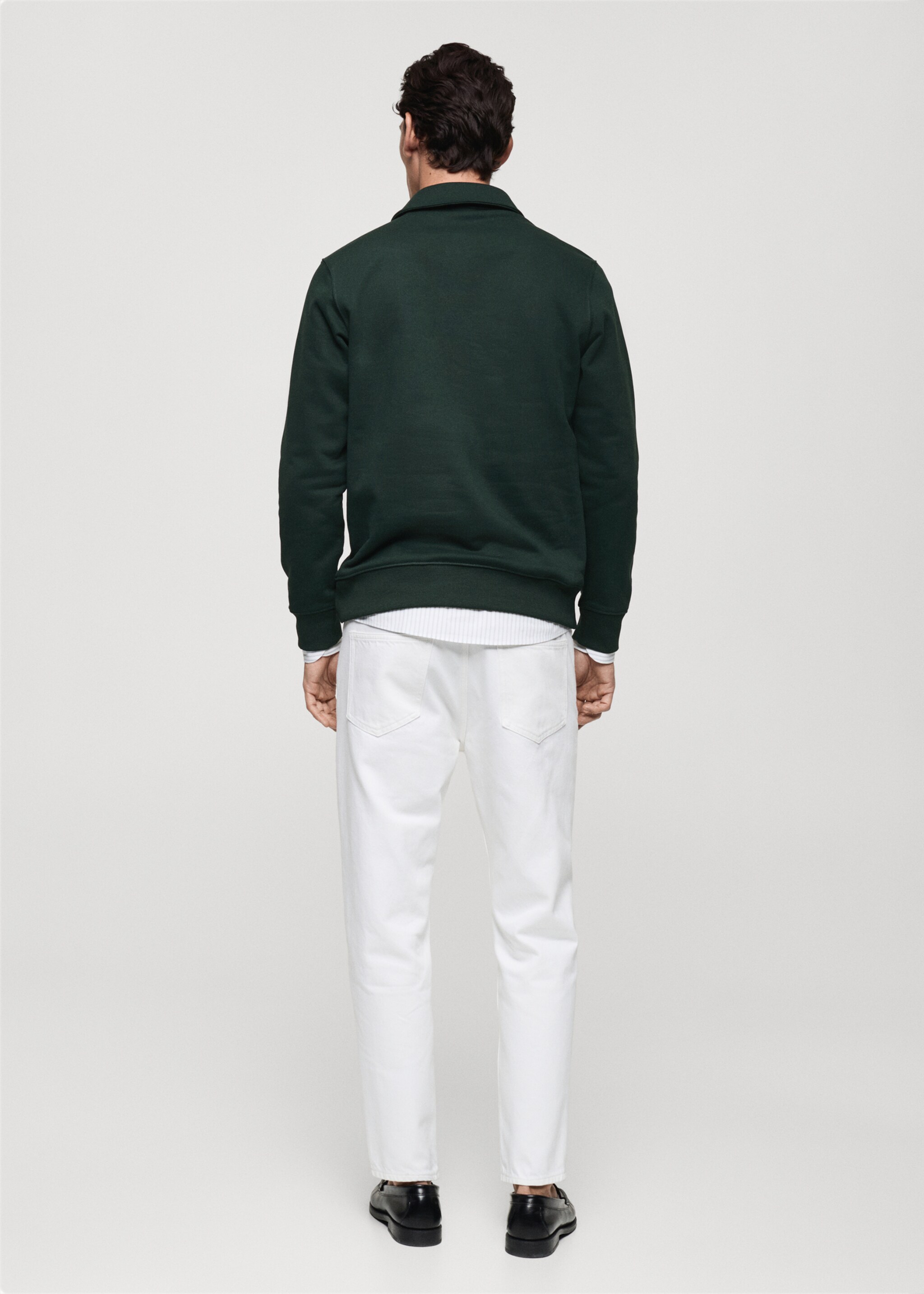 Sweat polo en coton gratté regular-fit - Verso de l’article, Vert. Ref: 87020619-00.