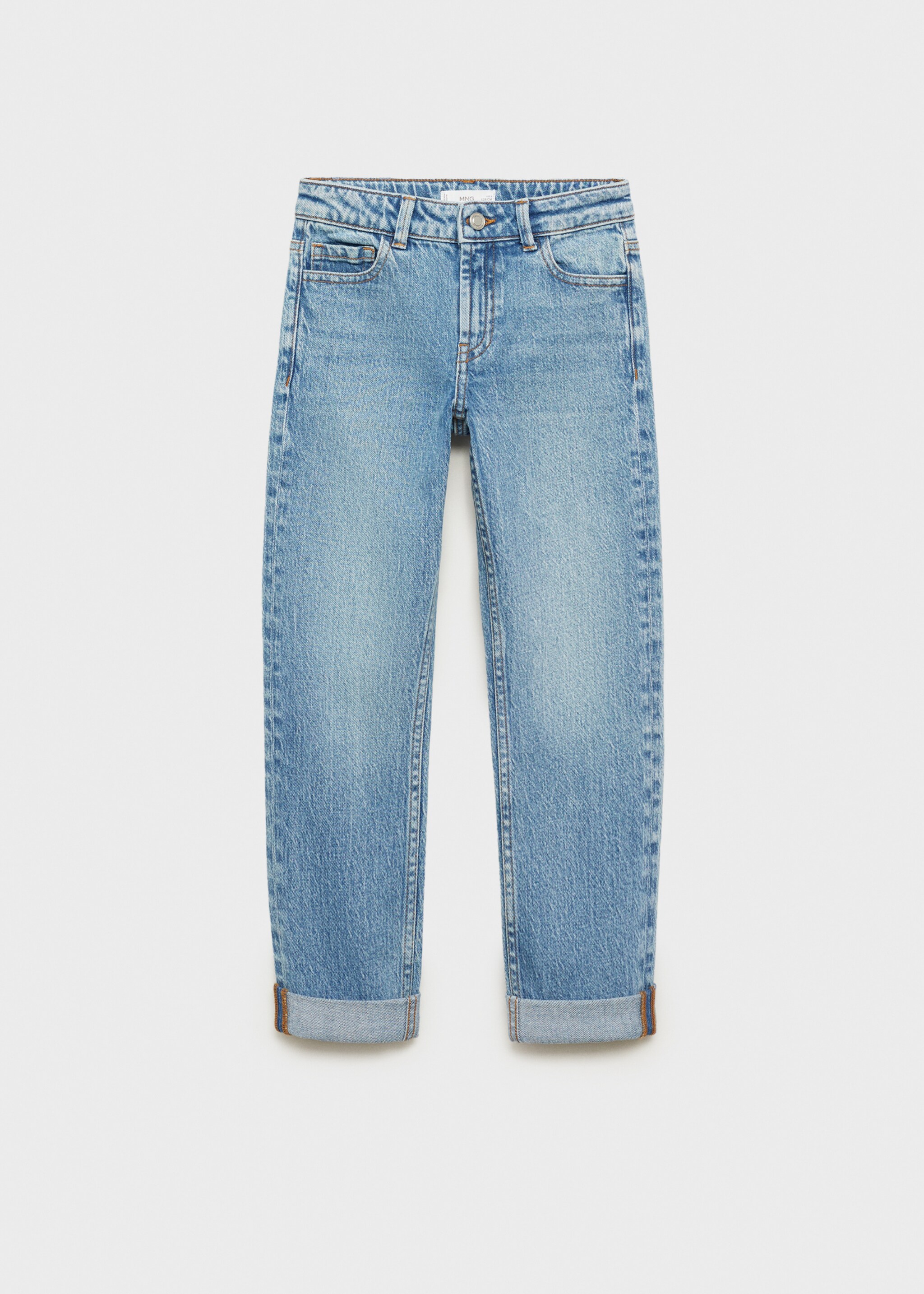 Gerade Jeans mit Umschlag - Artikel ohne Model, Mittelblau. Ref: 87020628-00.