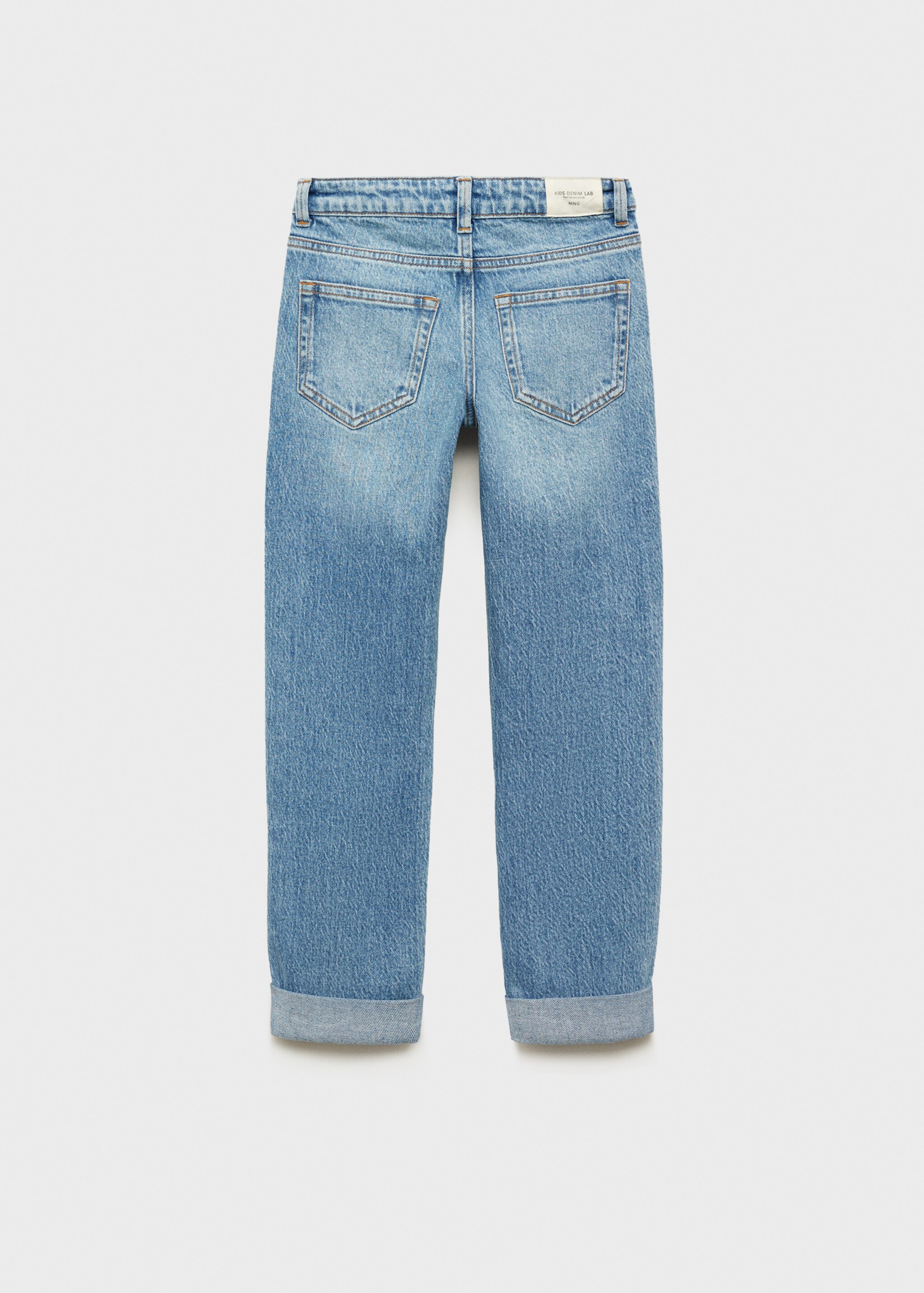 Gerade Jeans mit Umschlag - Rückseite des Artikels, Mittelblau. Ref: 87020628-00.