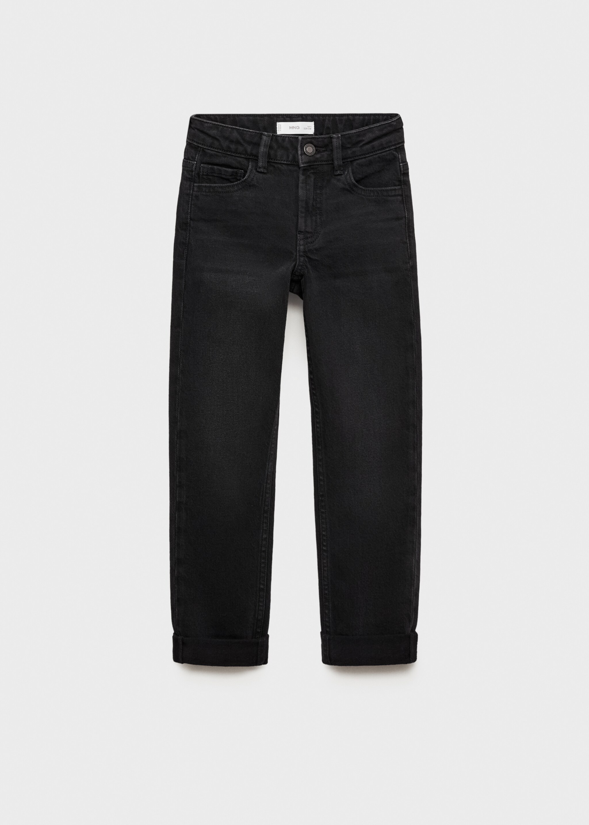 Alul felhajtott, egyenesszárú farmer - Termék modell nélkül, Black denim. Ref: 87020628-00.