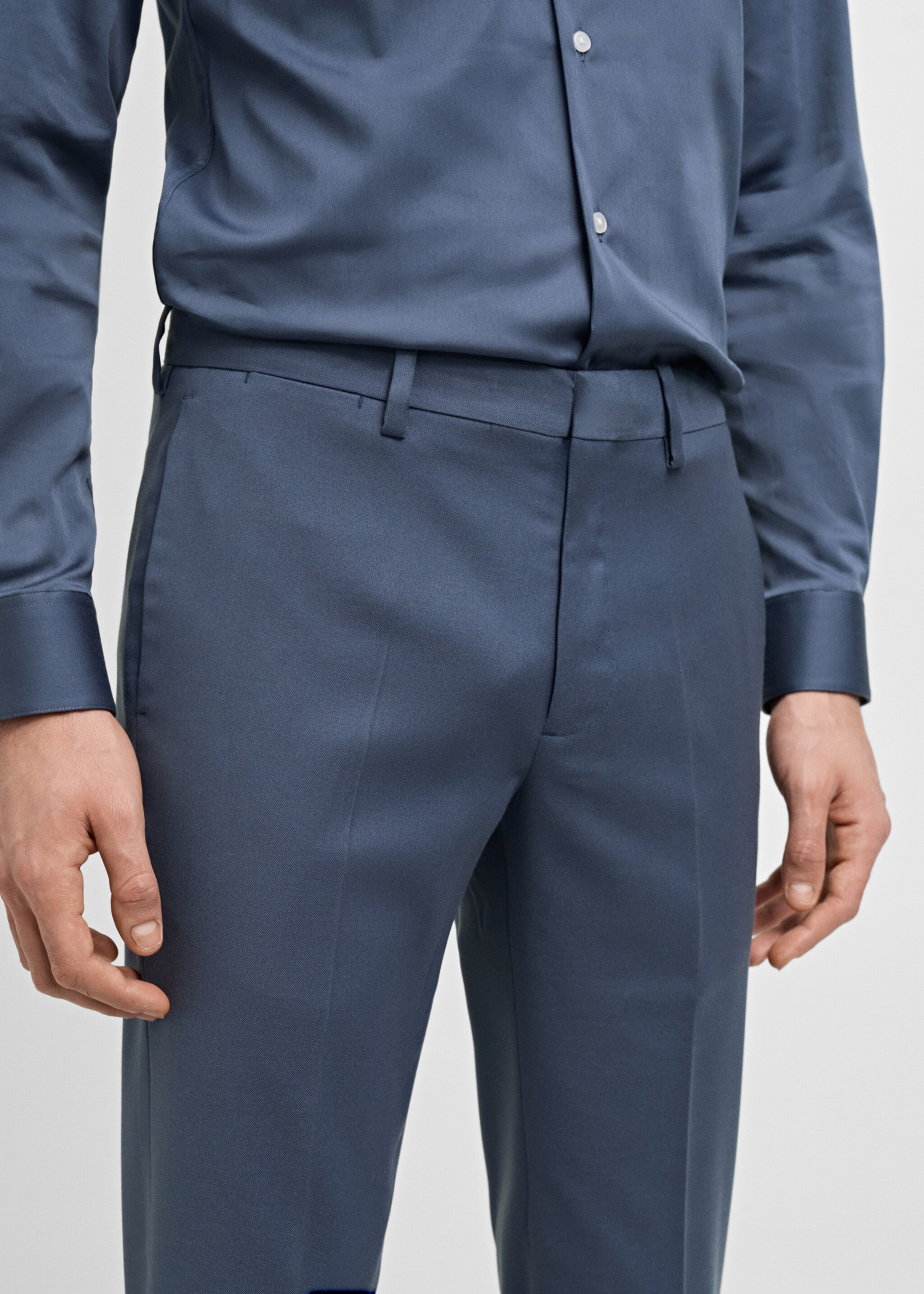 Stretch fabric super slim-fit suit trousers - Details of the article 1, Sky Blue. Ref: 87020632-00.
