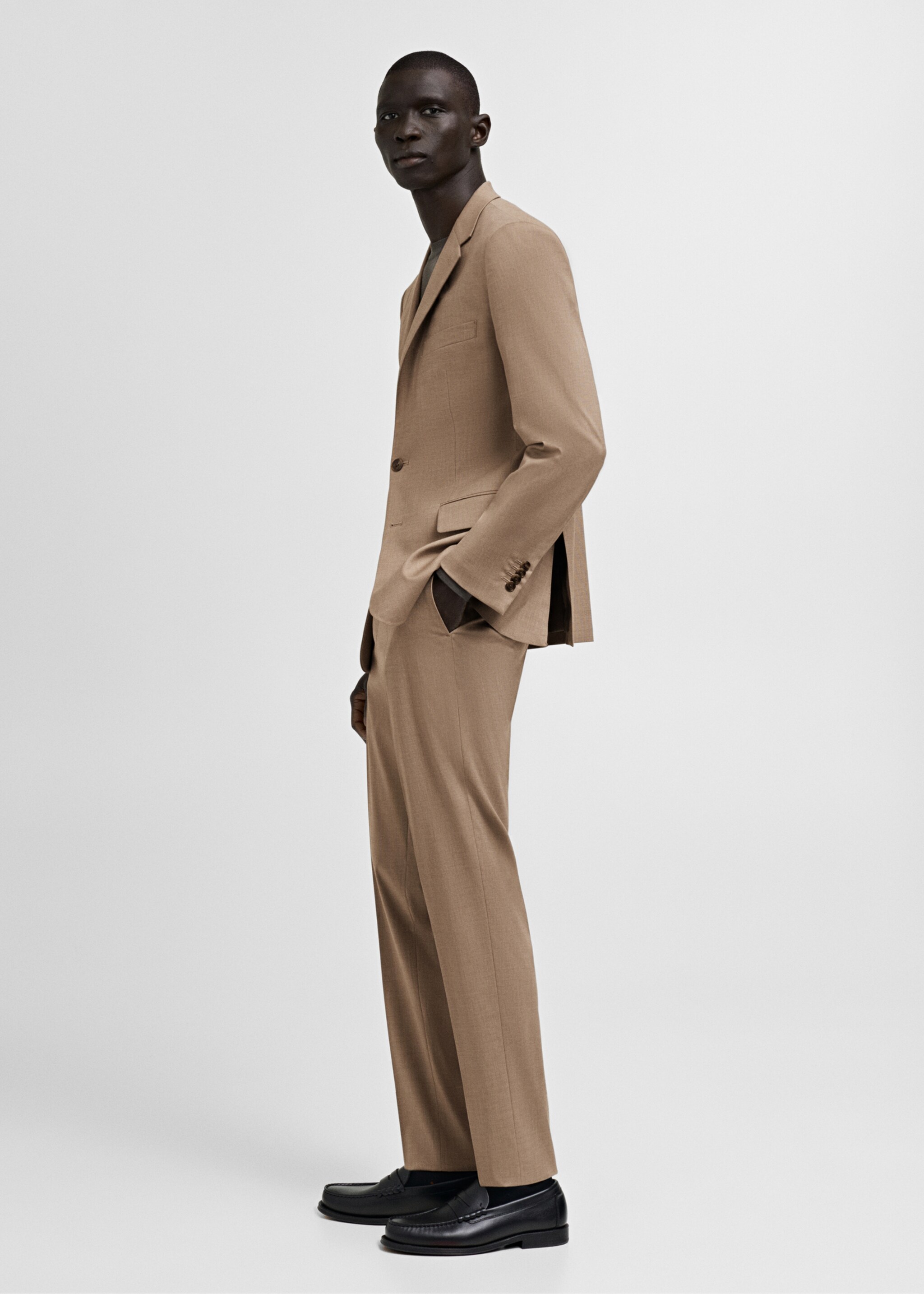 Milan slim-fit suit trousers - Details of the article 2, Beige. Ref: 87020633-00.