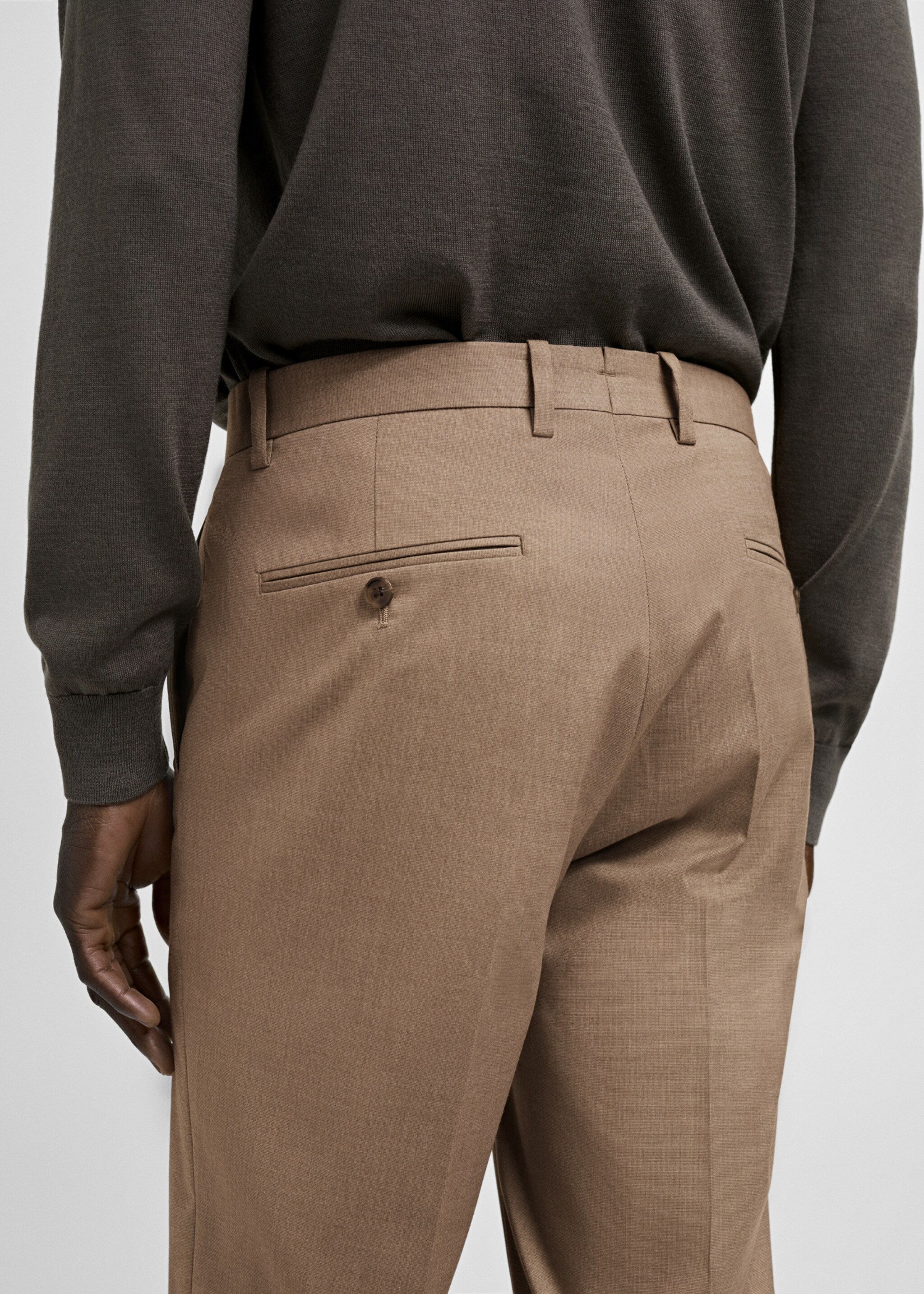Milan slim-fit suit trousers - Details of the article 6, Beige. Ref: 87020633-00.