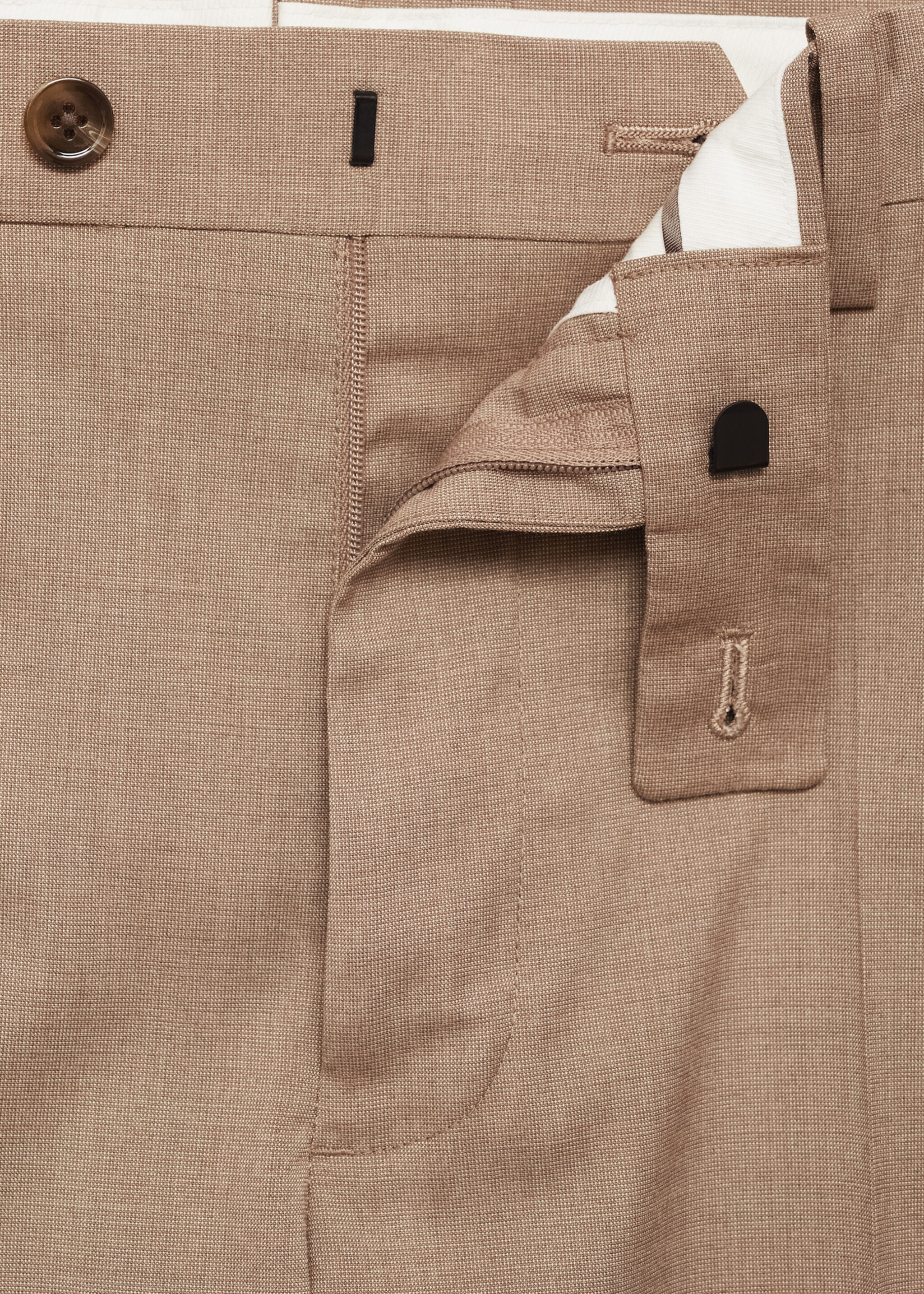 Milan slim-fit suit trousers - Details of the article 8, Beige. Ref: 87020633-00.